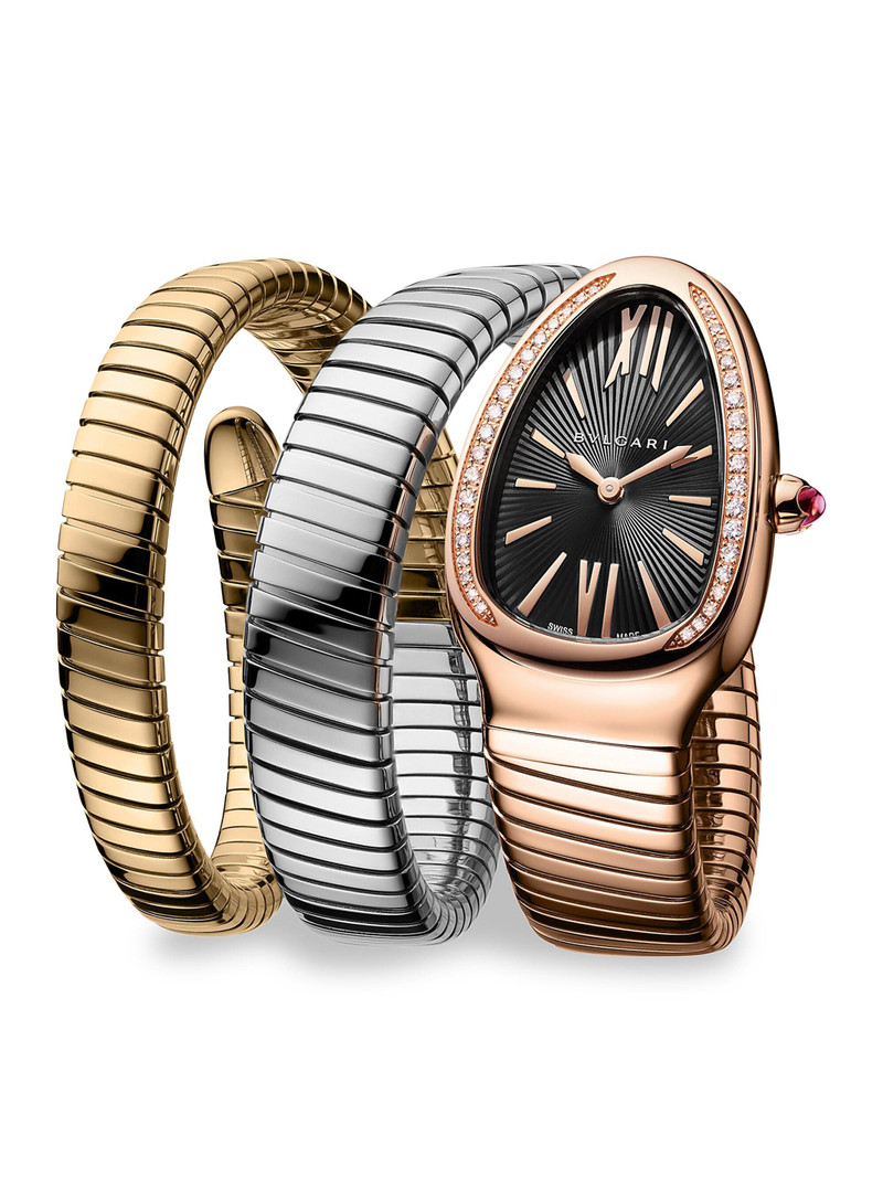 Women's Serpenti 18K Rose Gold, White Gold & Yellow Gold Double Twist Watch 1