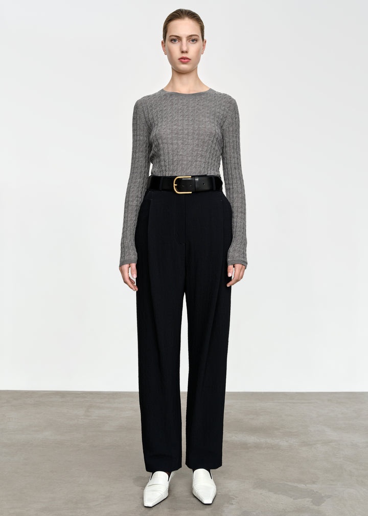 Deep pleat crepe trousers black - 2