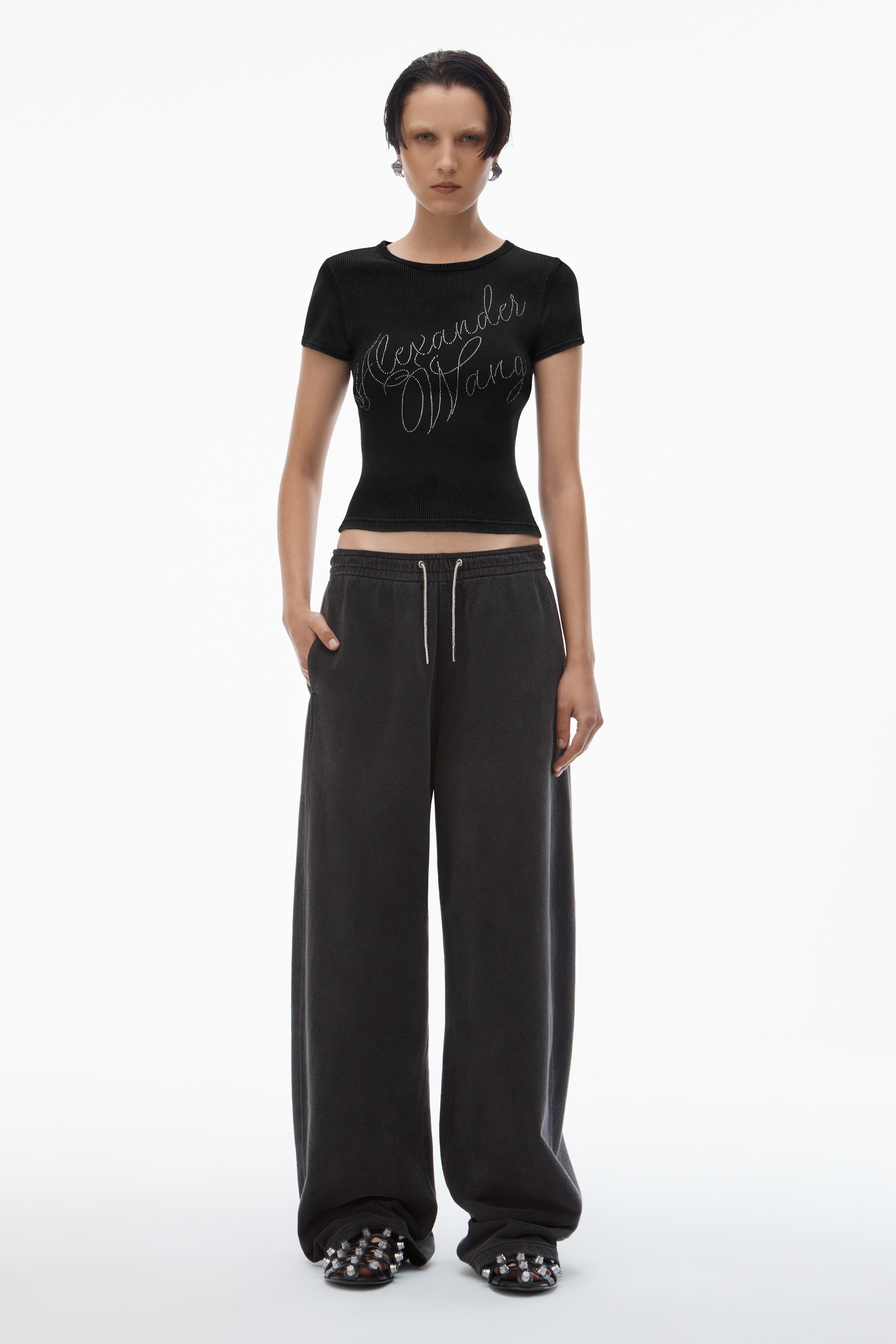 Crystal Hotfix Tee in Ribbed Jersey - 5