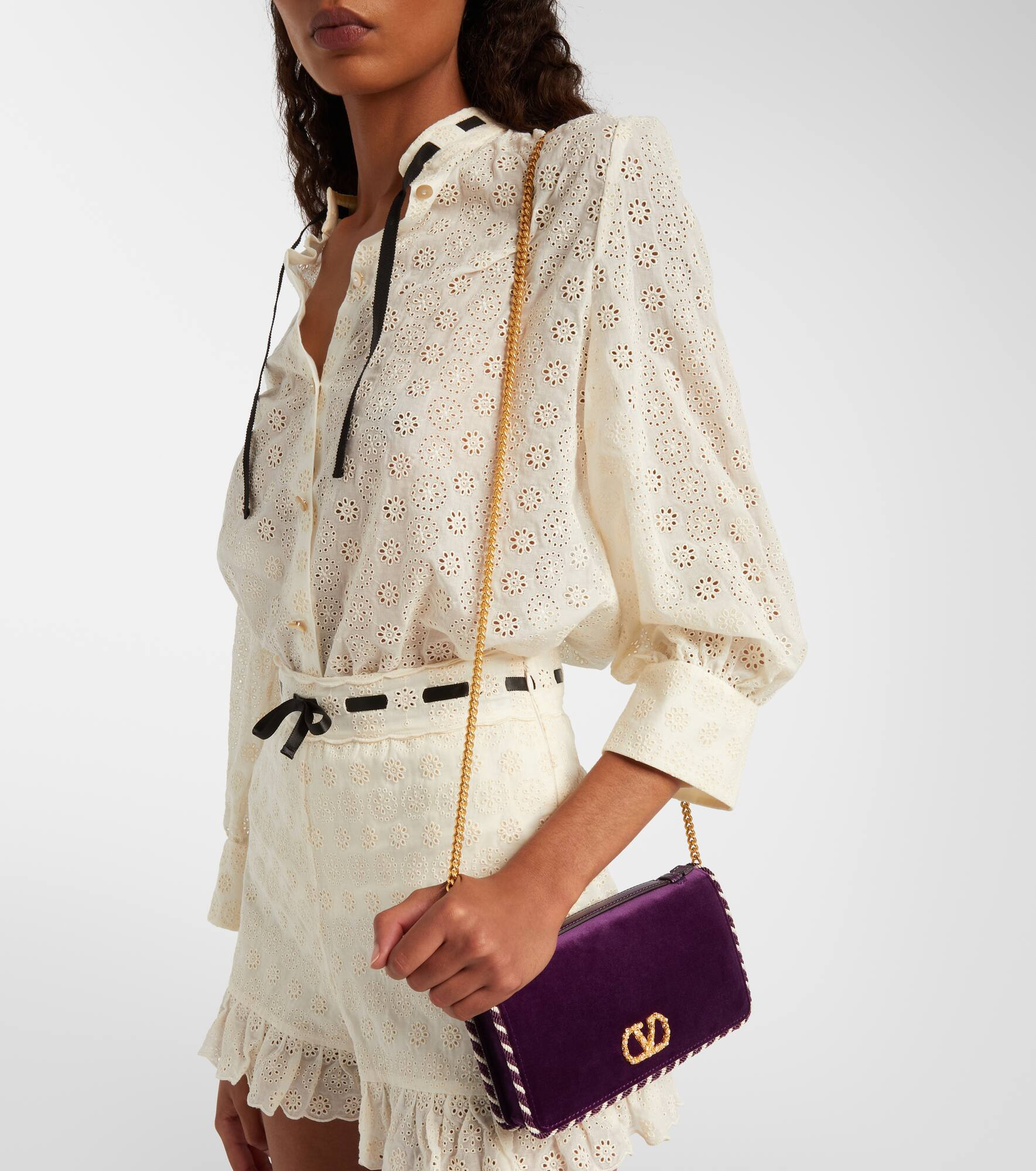 VLogo Mini velvet crossbody bag - 7