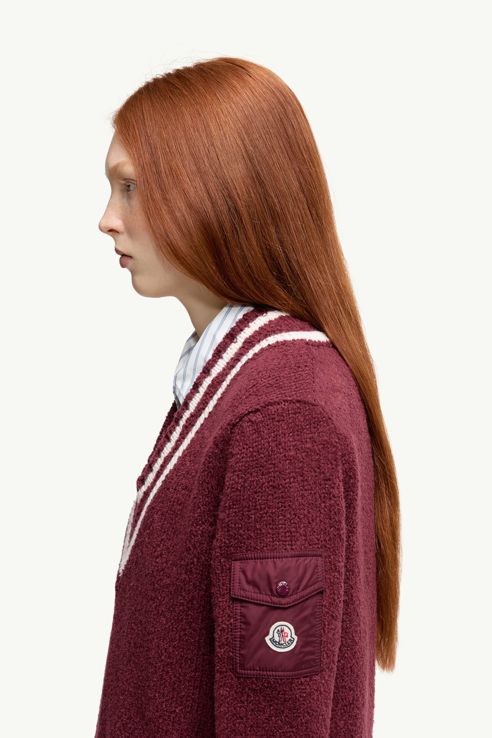 Padded V-Neck Cotton & Wool Blend Sweater - 4
