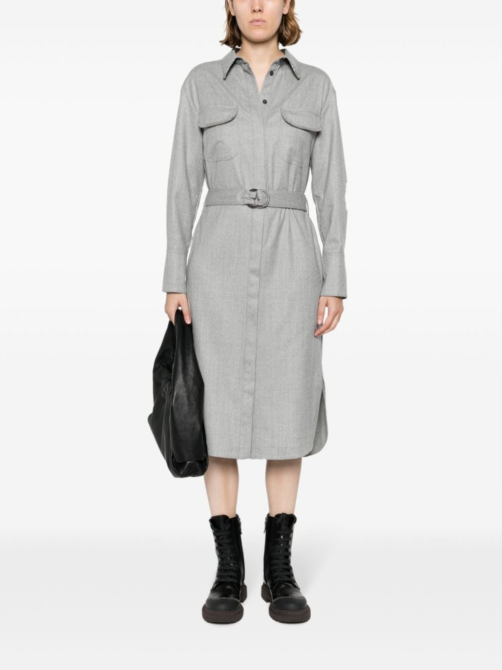 Monili-chain belted shirtdress - 2