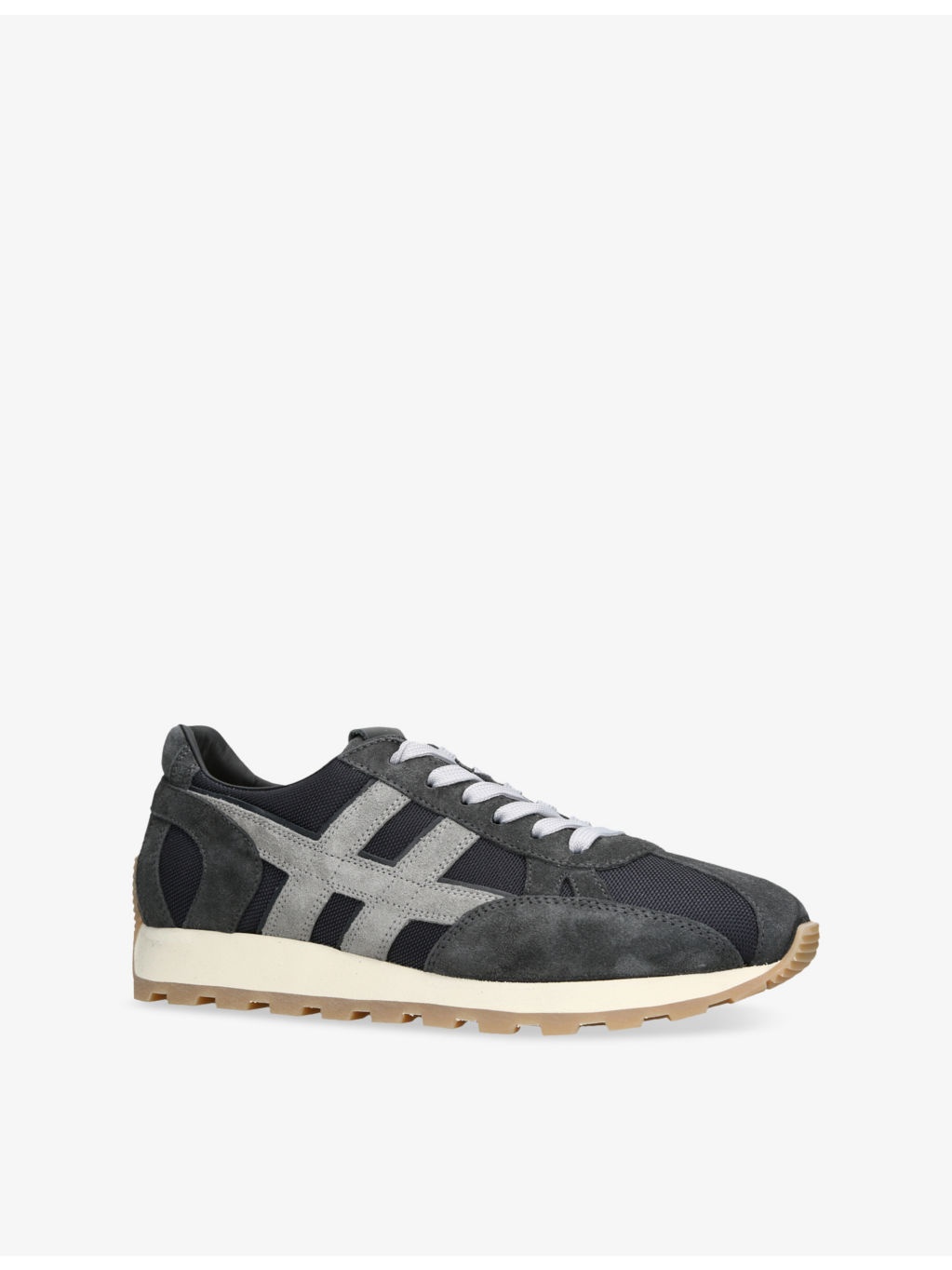 Allacciato H 671 Brand-Embroidered Suede Low-Top Trainers - 3