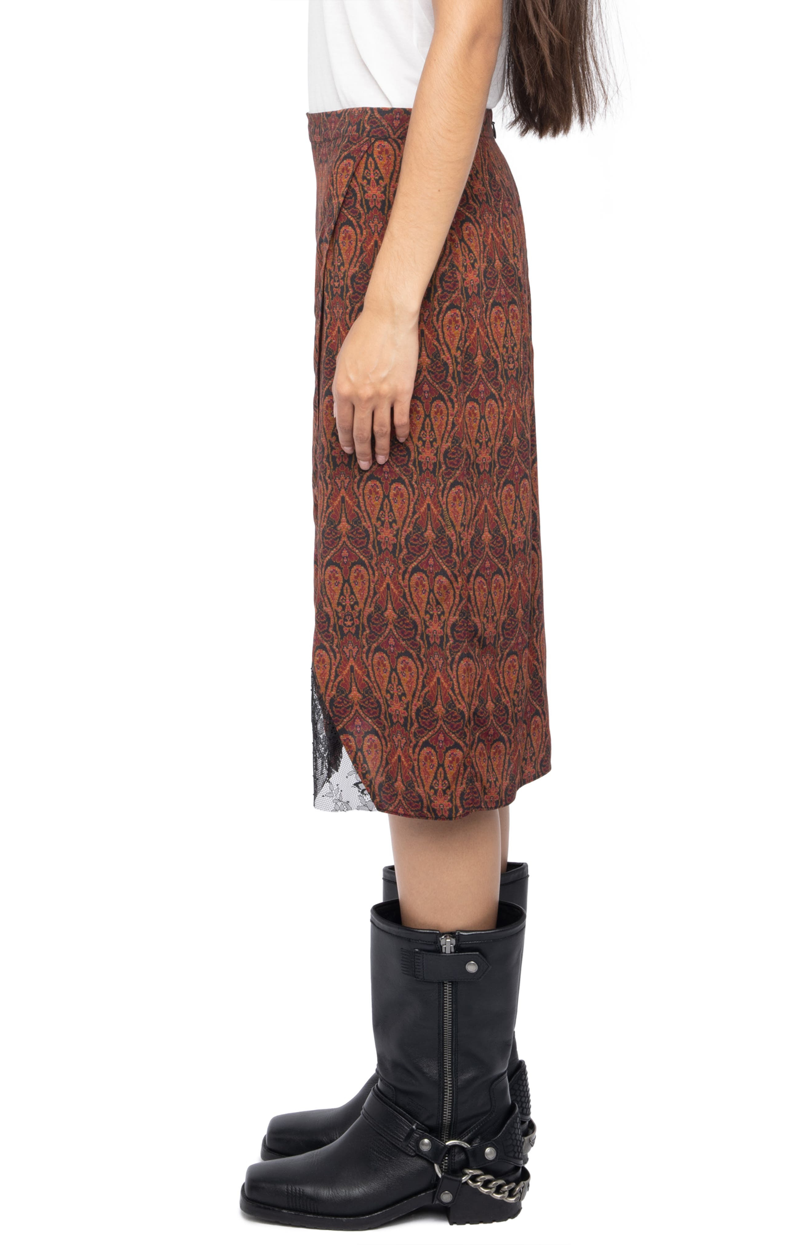 Zadig & Voltaire Julien Soft Paisley Pencil Skirt in Brown/Black at Nordstrom - 3