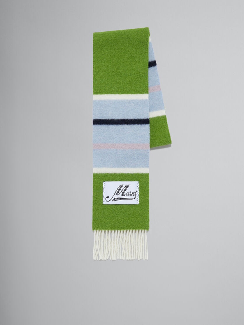 GREEN STRIPED ALPACA AND WOOL SCARF - 1