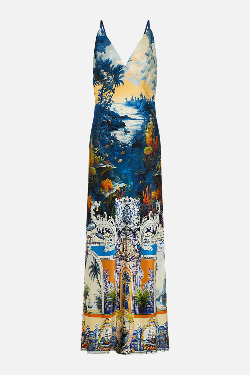 V NECK FULL LENGTH BIAS SLIP DRESS - 1