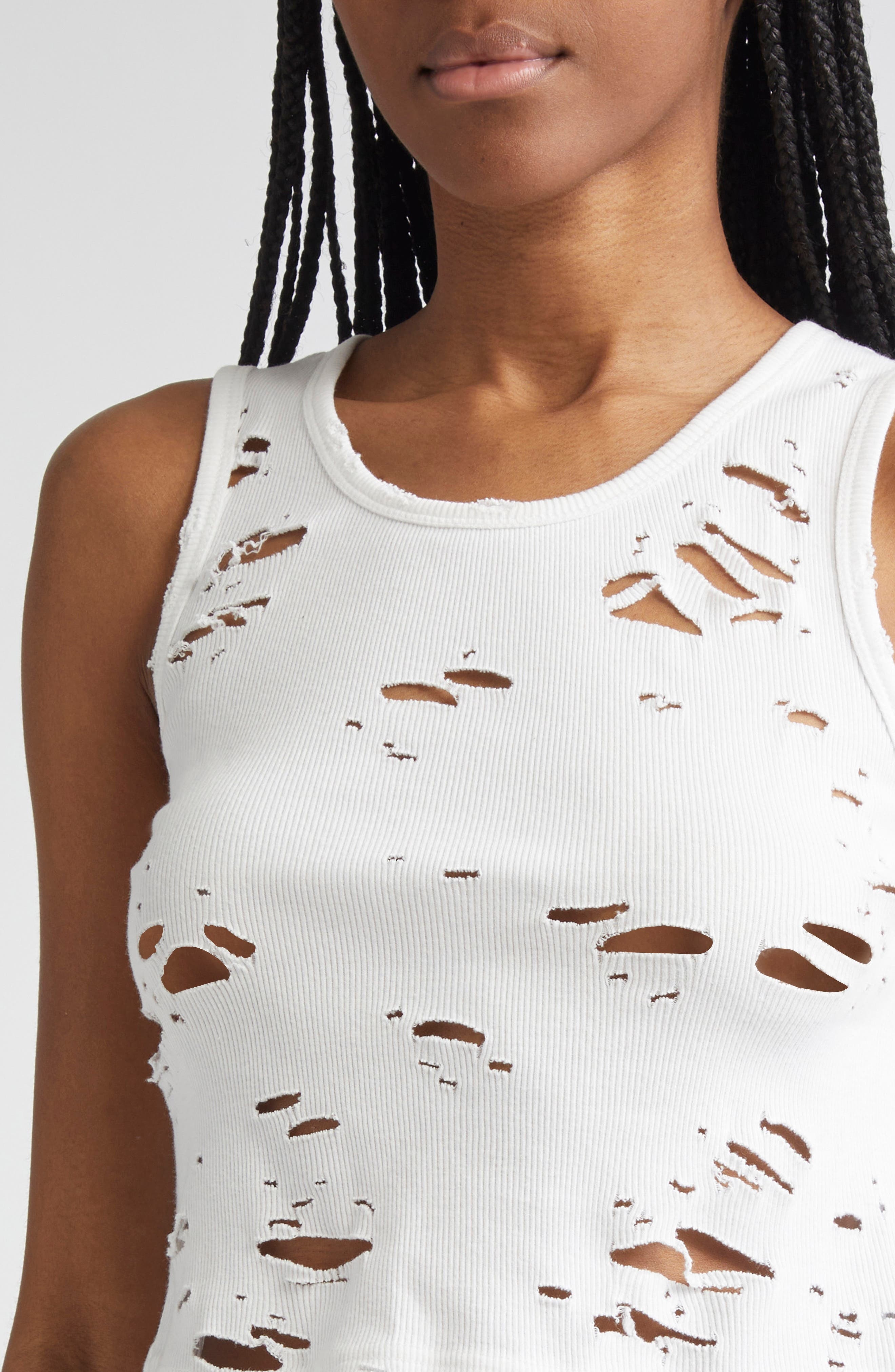 Women's Distressed Cotton Tank - 5