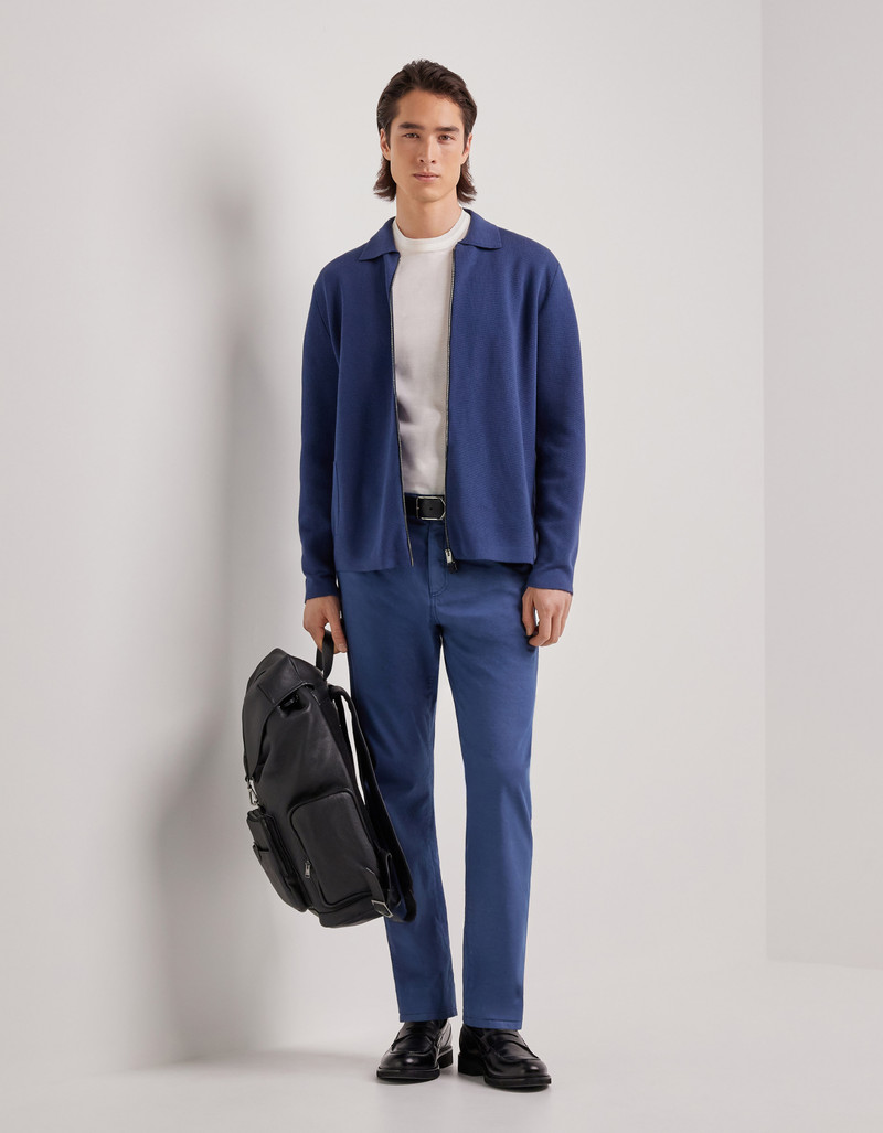 Canali MARINE BLUE FIVE POCKET REGULAR FIT PANTS IN COTTON AND SILK GABARDINE outlook