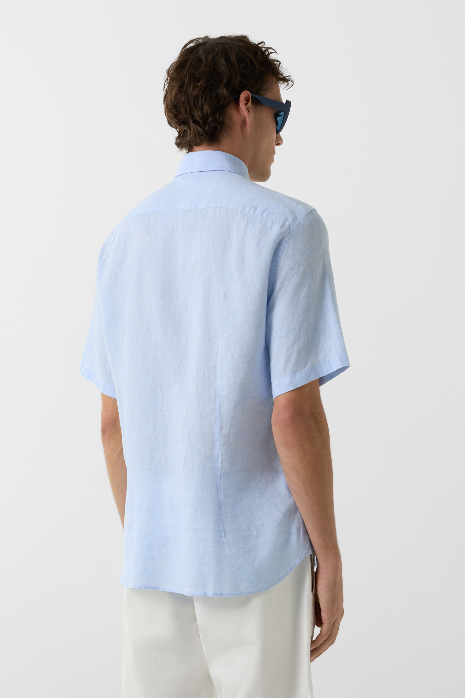 Linen short-sleeved shirt Lykos in Light blue - 3
