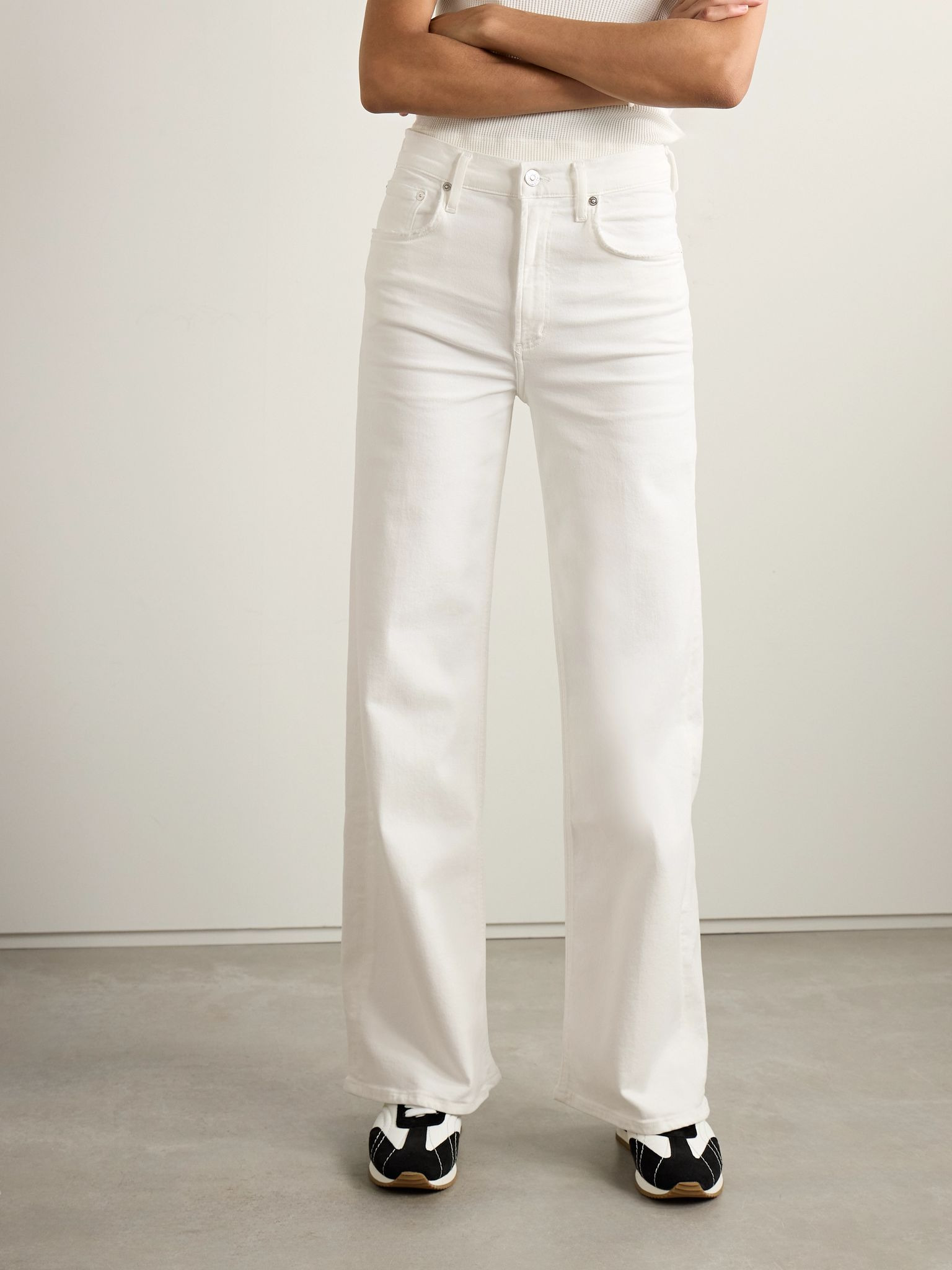 Lyra Long mid-rise wide-leg jeans White - 3