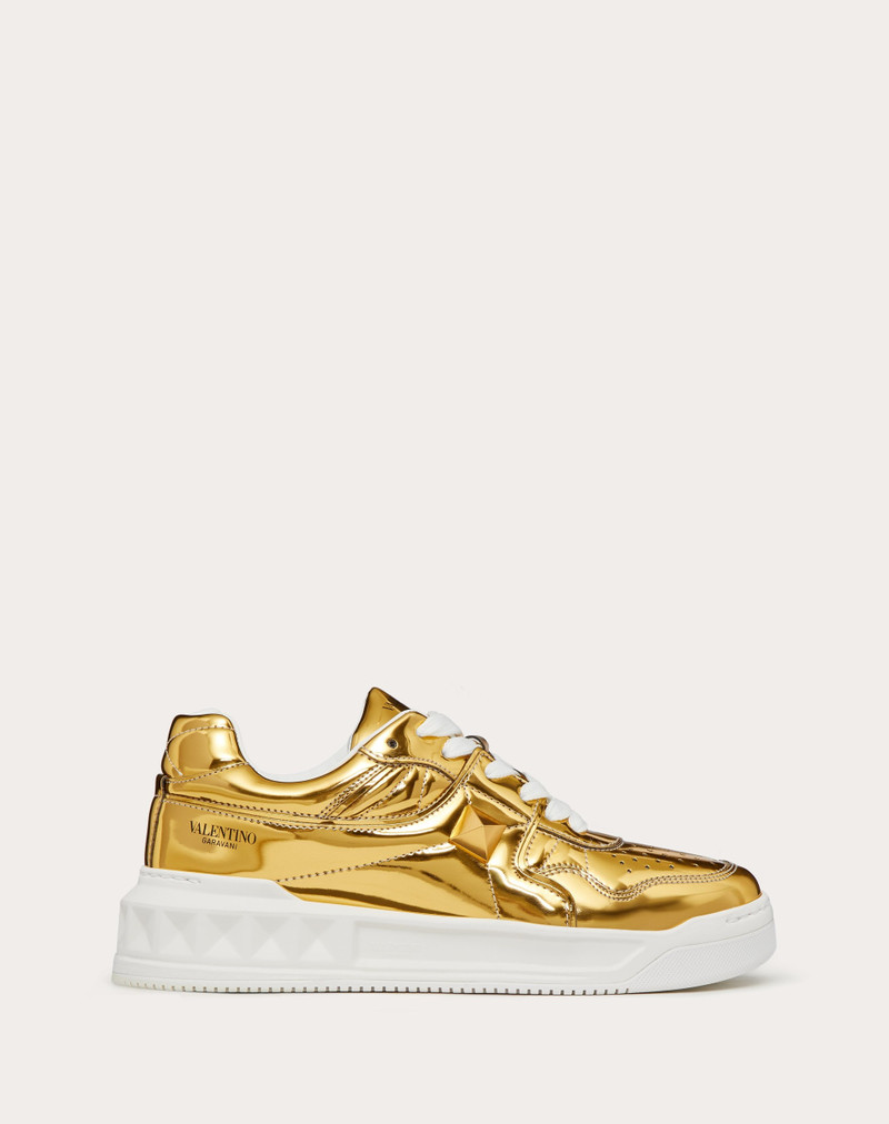 ONE STUD LOW-TOP MIRROR-FINISH SYNTHETIC FABRIC SNEAKER - 1
