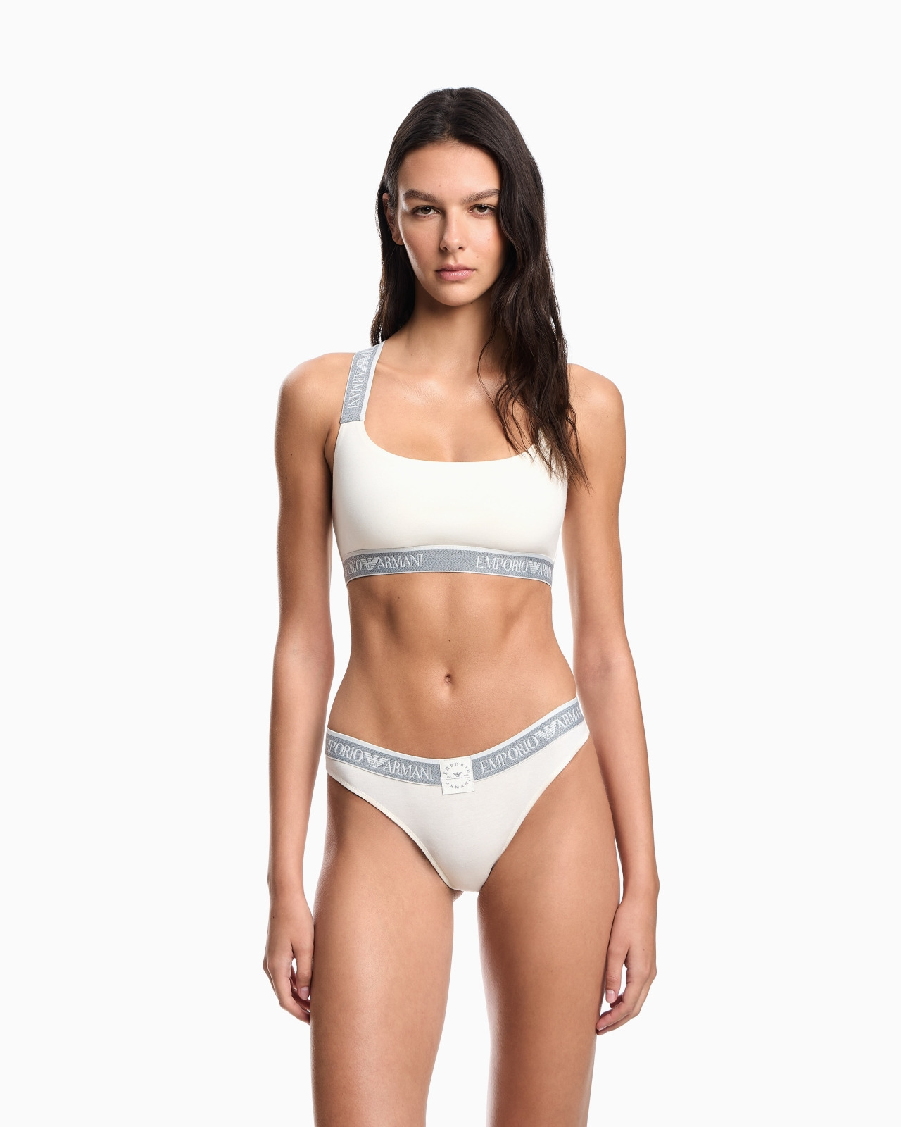 ASV ICONIC ORGANIC-COTTON BRALETTE AND BRAZILIAN BRIEFS SET WITH LOGO BAND - 2