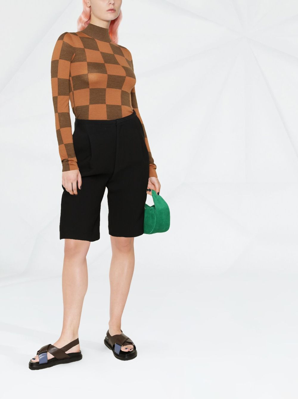 checkerboard-pattern polo shirt - 2