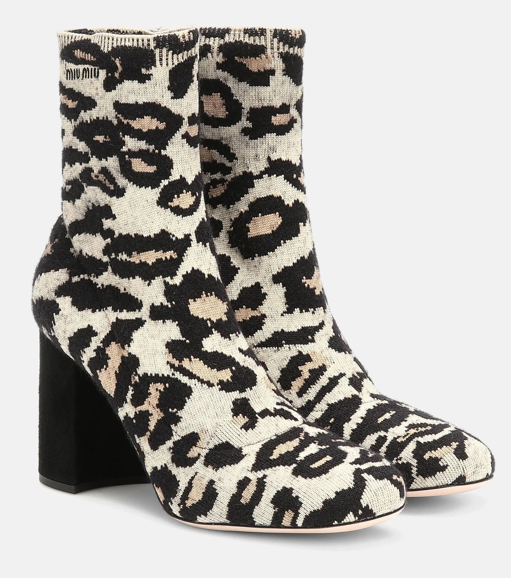 Leopard-print jacquard ankle boots - 1