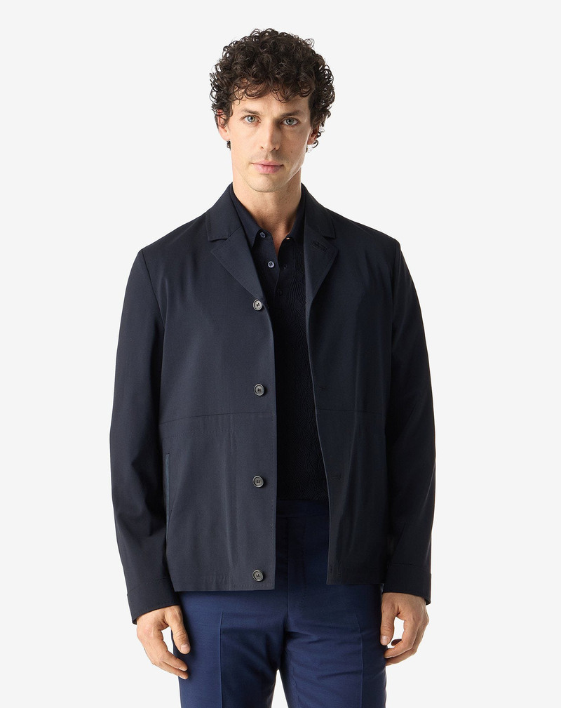 CORNELIANI Navy blue stretch 120's wool overshirt outlook