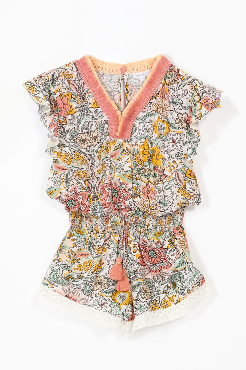 Poupette St Barth Short Jumpsuit Sasha for girls - Yellow Nusa outlook