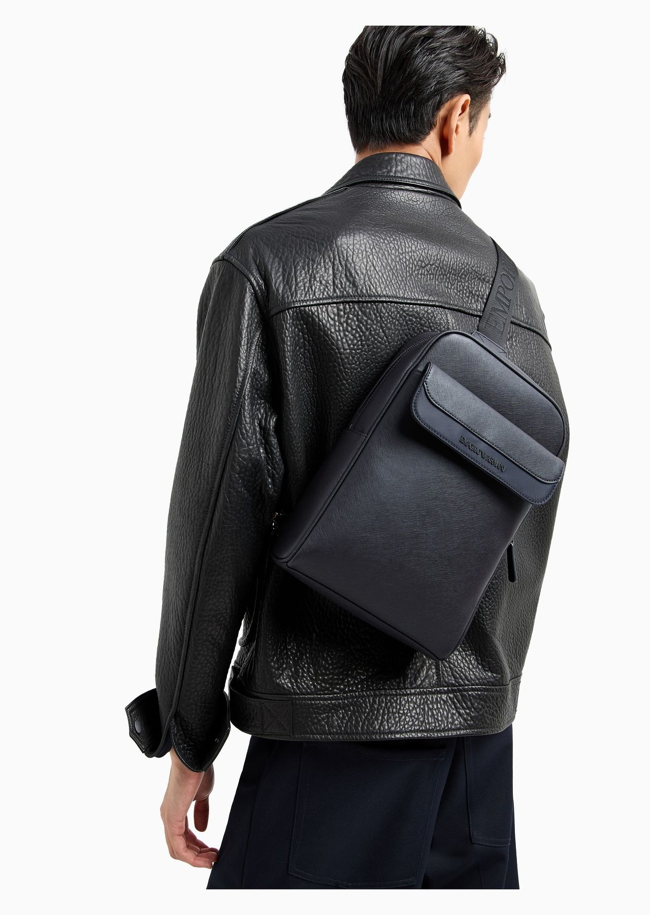 ASV regenerated Saffiano and recycled nylon one-shoulder backpack - 6