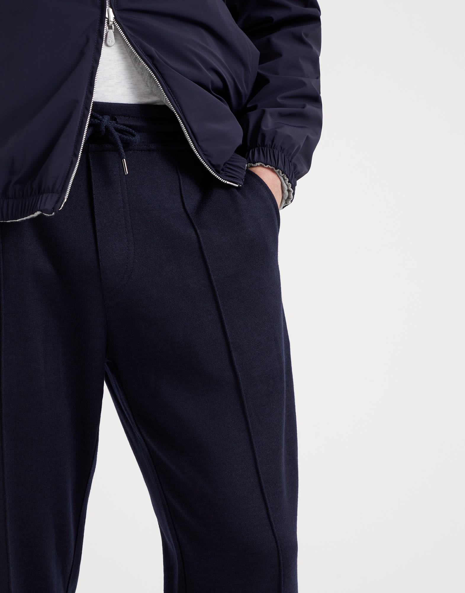 Cashmere and silk French terry trousers with Crête detail and elasticated zipper cuffs - 3