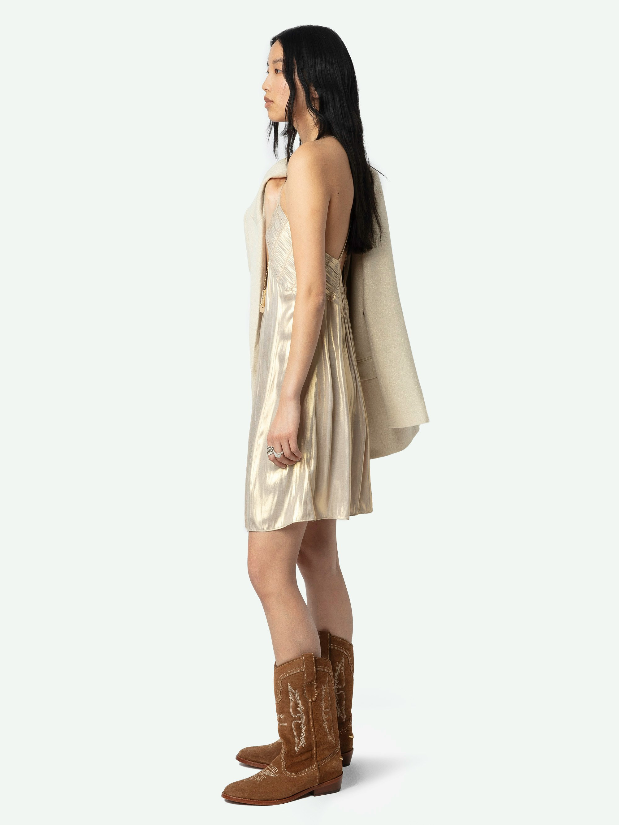 Rayonna Pleated Satin Dress - 4