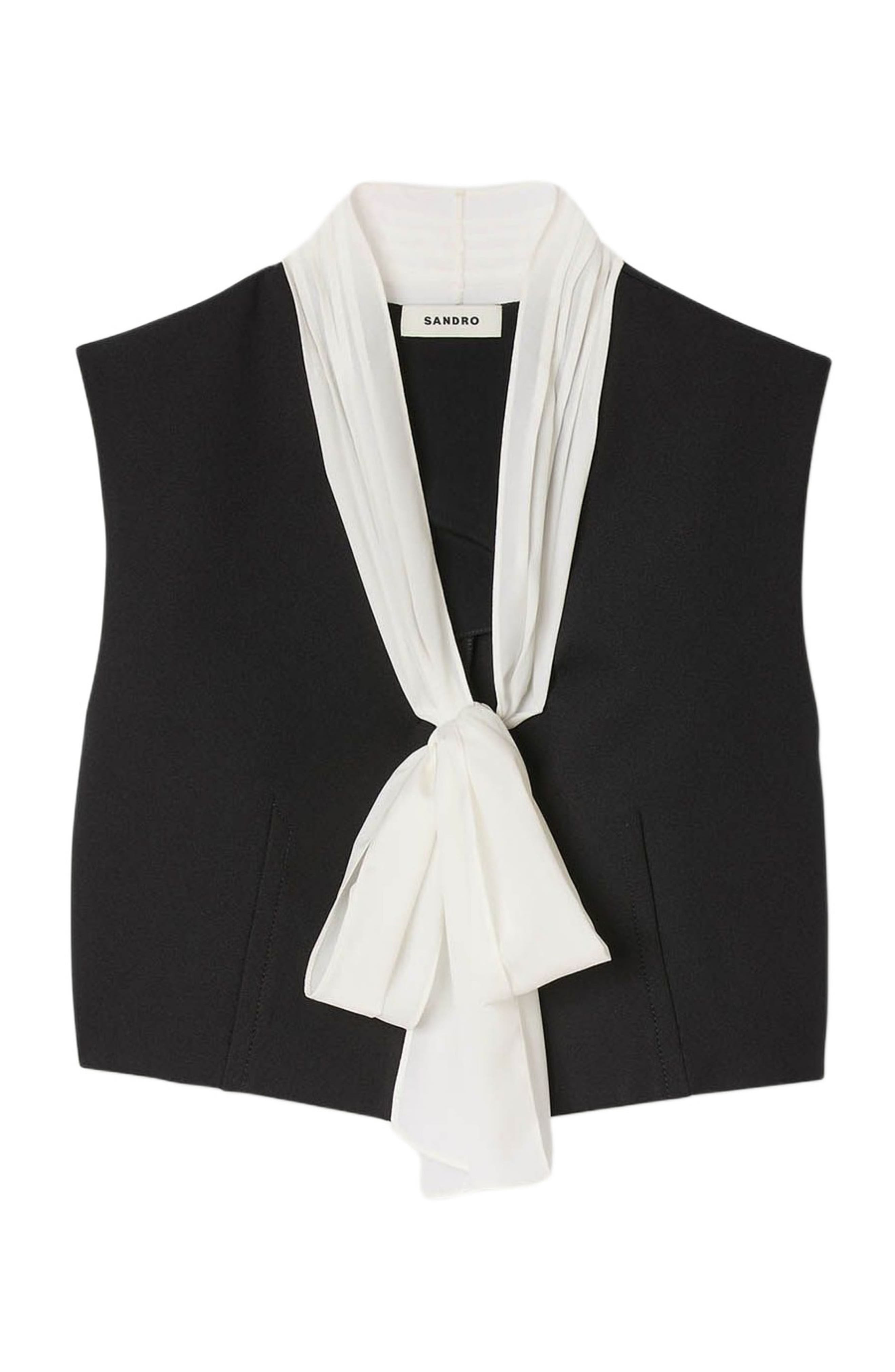 SANDRO Bow neck crop top in Black at Nordstrom - 5