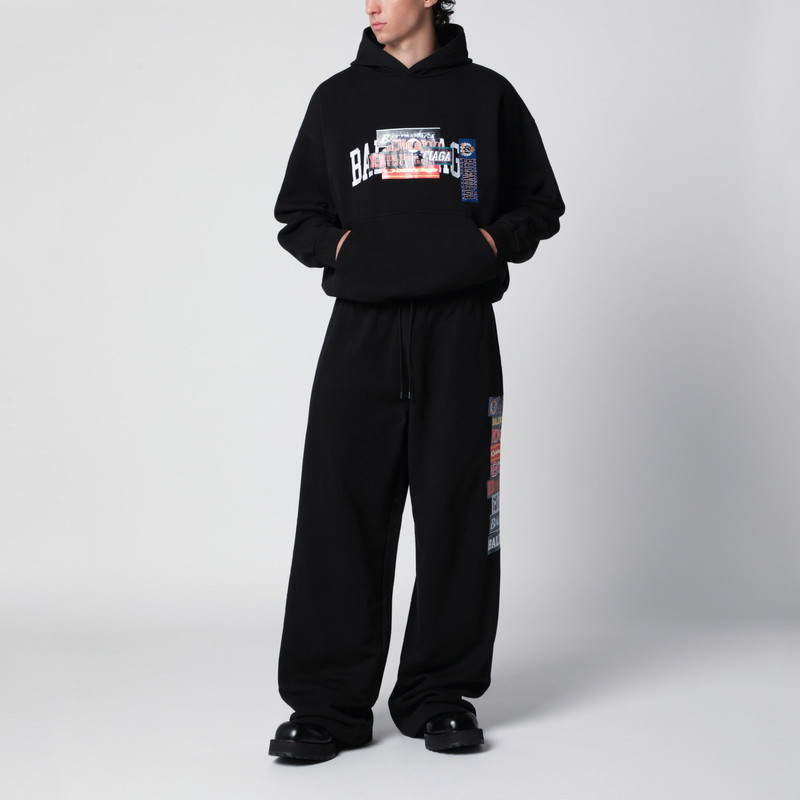 BALENCIAGA Black hoodie with logo print outlook