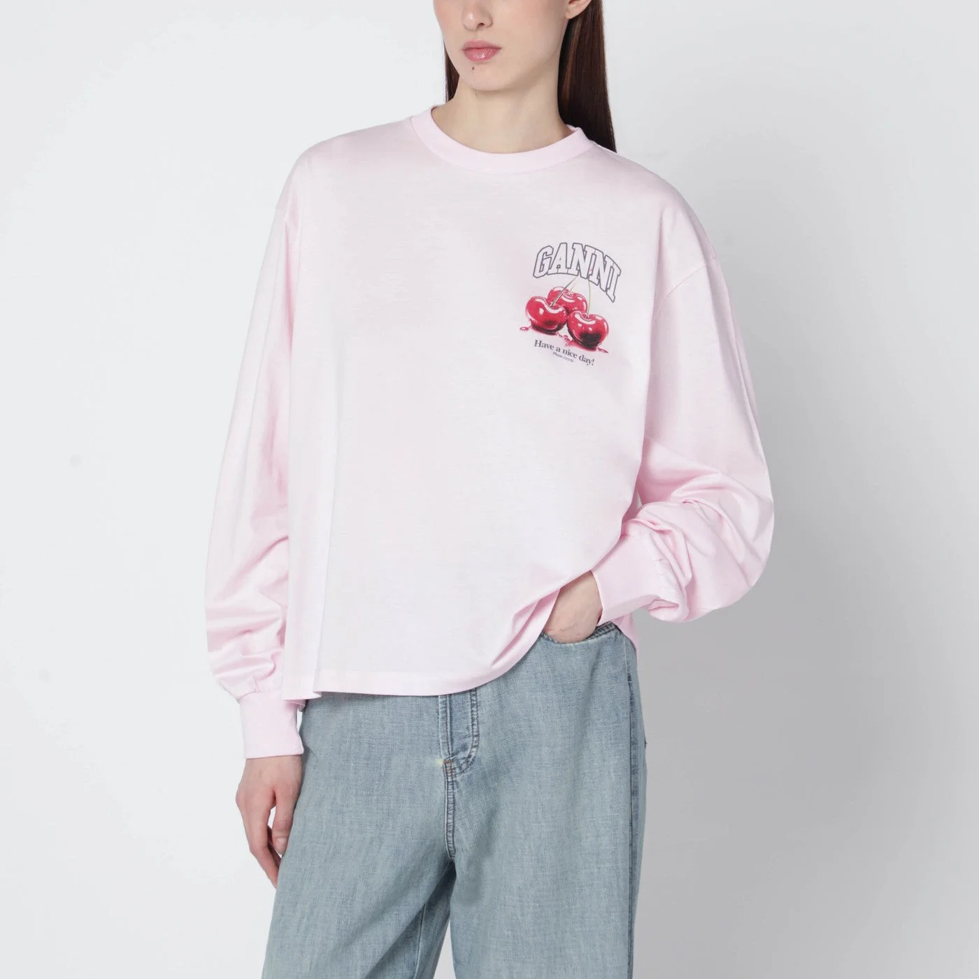 Light pink top with logo print - 1