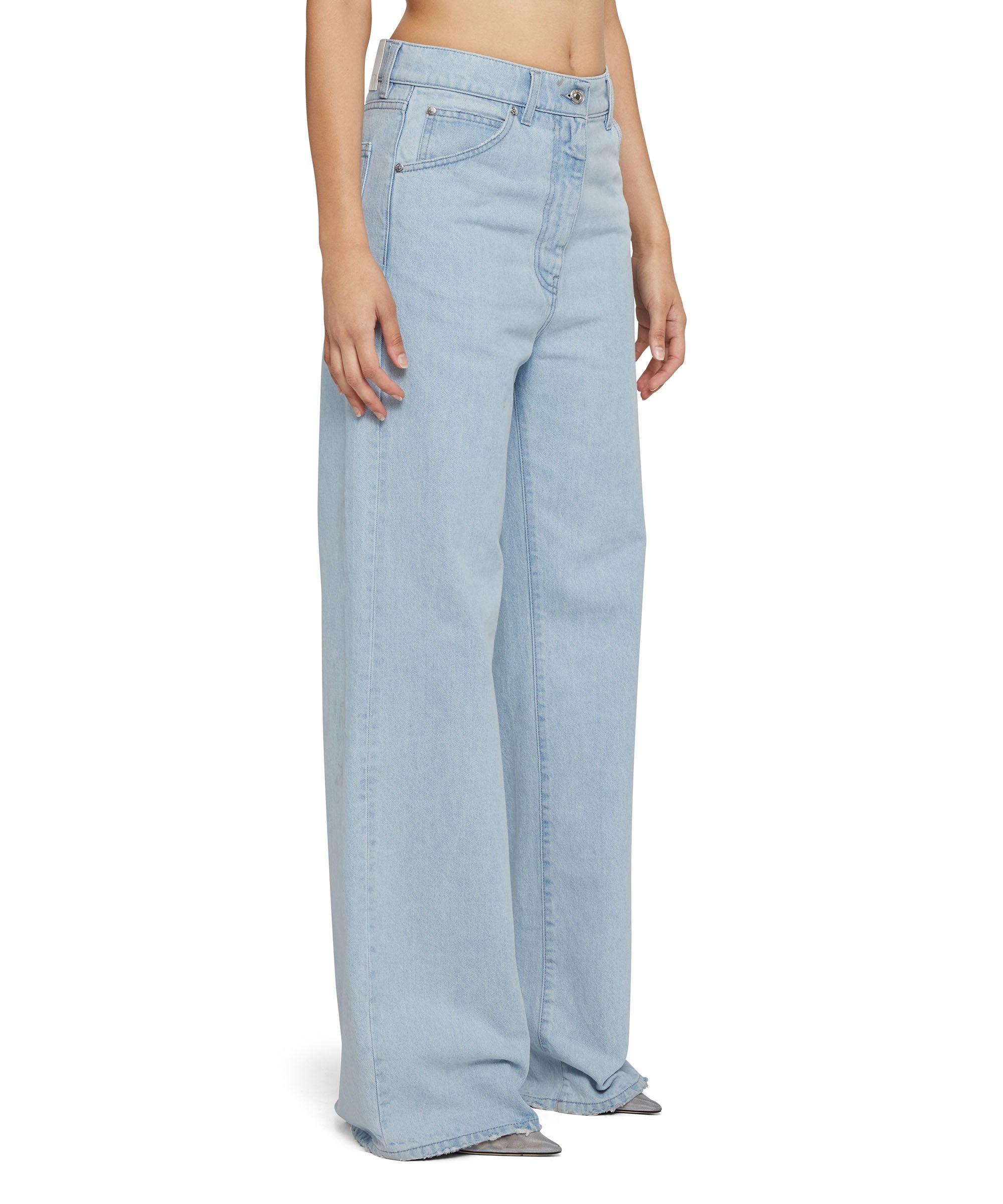 Solid color straight leg jeans - 4