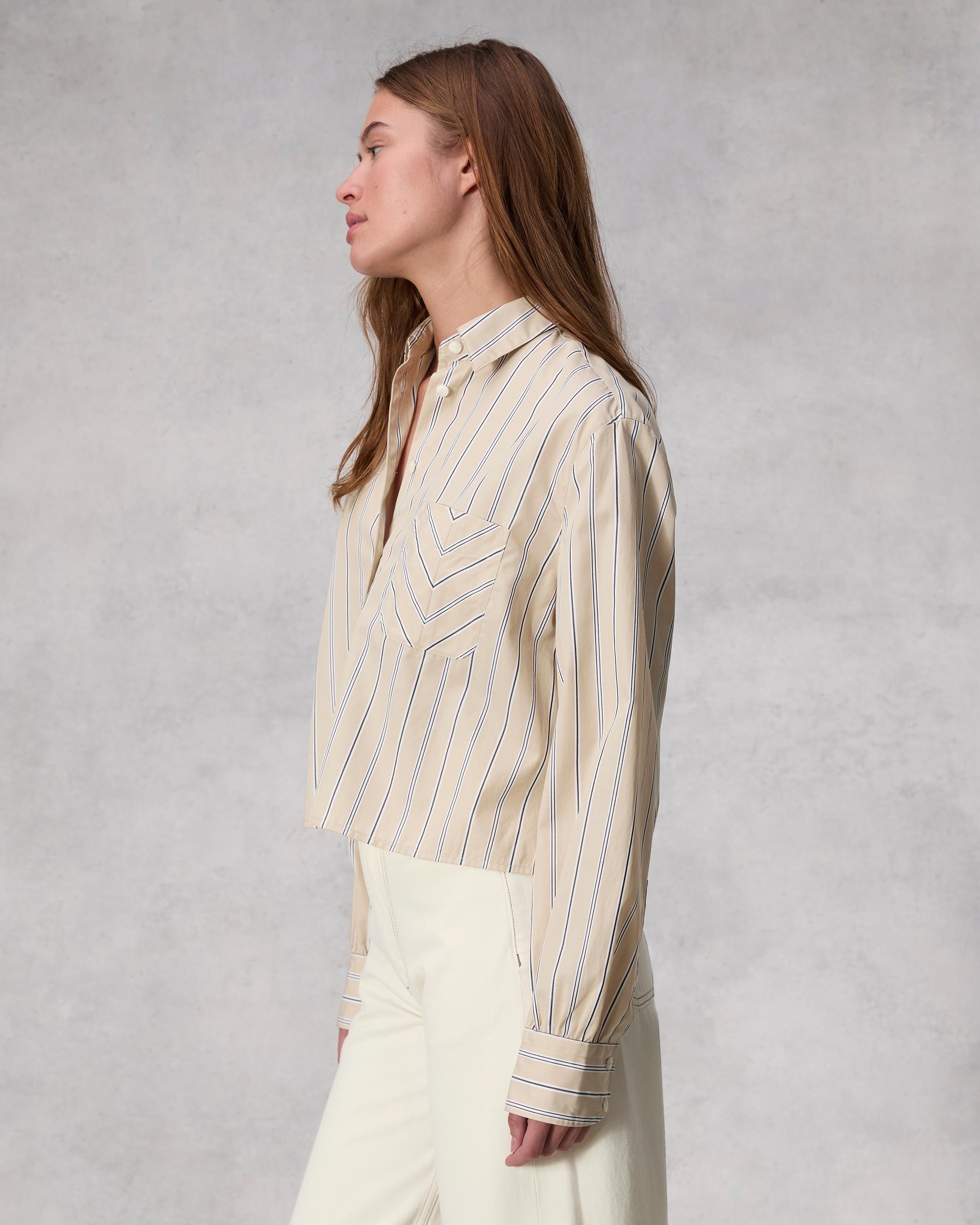 Maxine Cropped Cotton Poplin Shirt
Relaxed Fit Button Down - 4