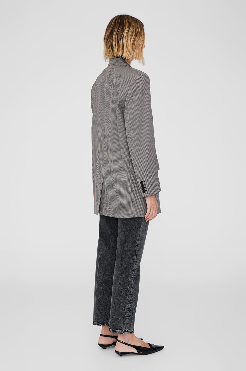 Sara Blazer - Black And White Mini Houndstooth - 3