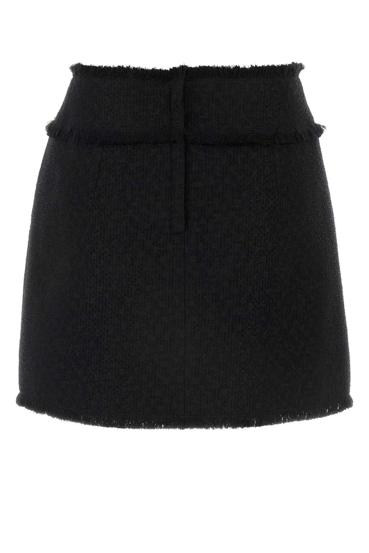 Dolce & Gabbana Women Black Tweed Mini Skirt - 2