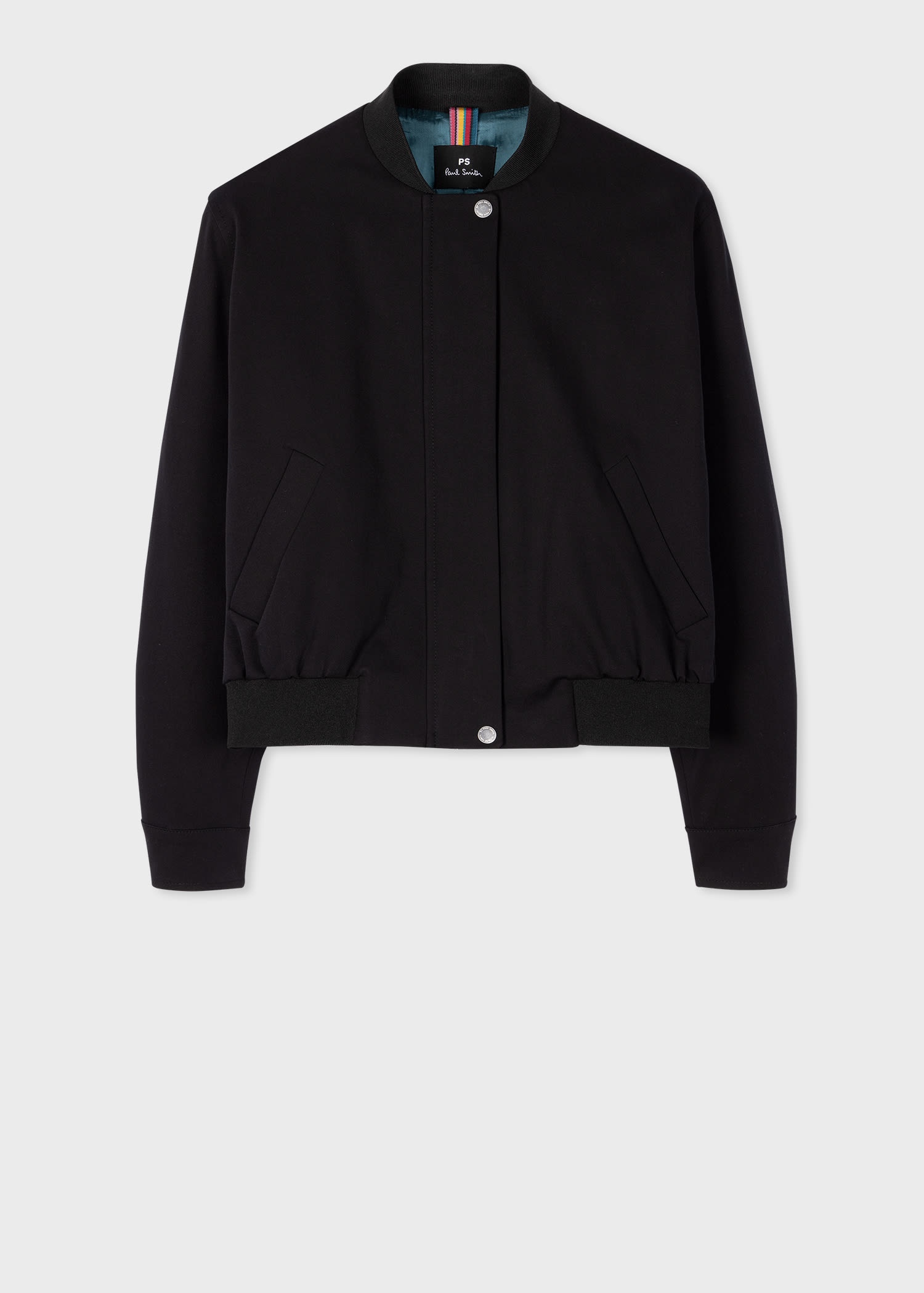 Black Cotton Bomber Jacket - 1