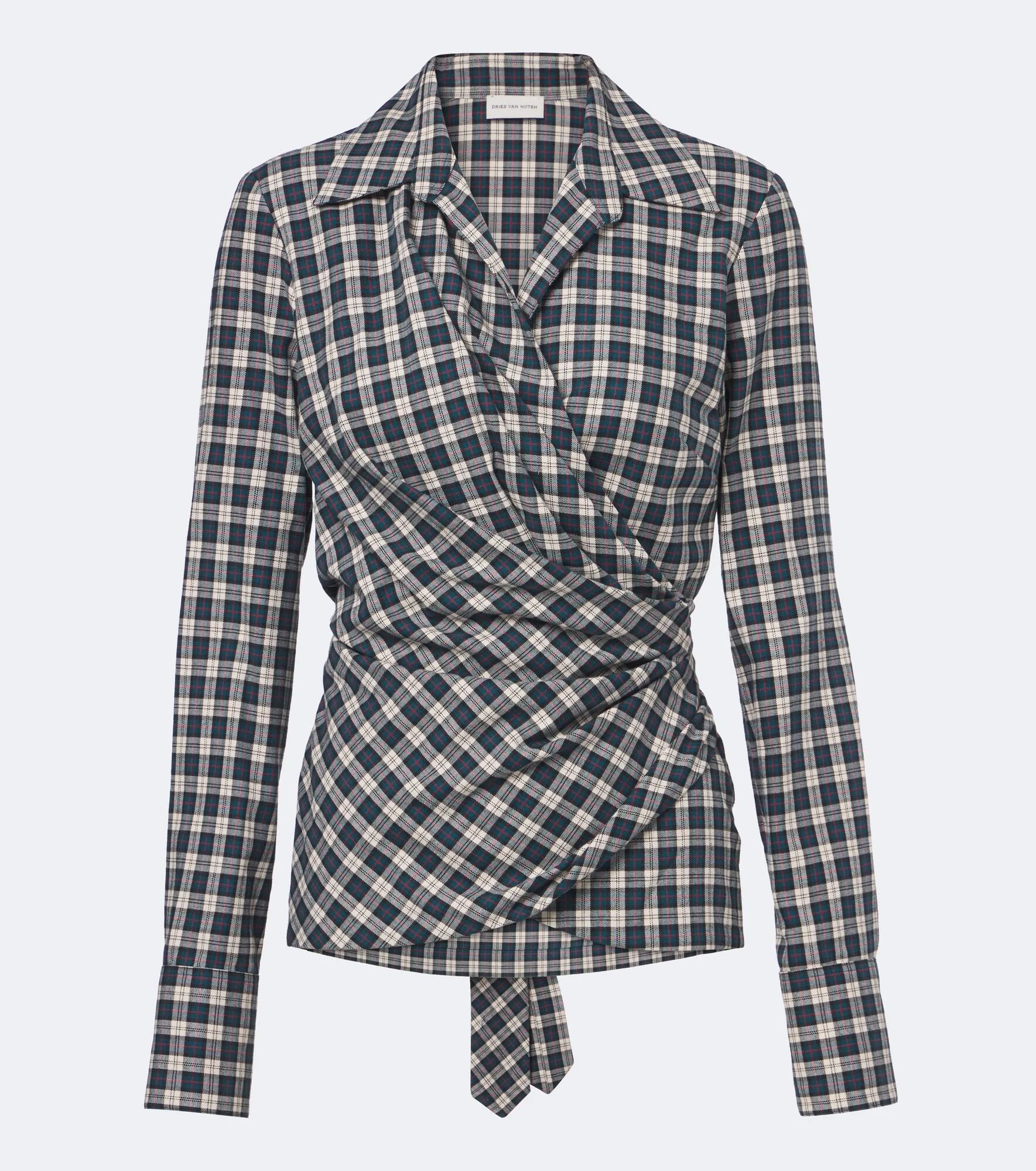 Draped plaid cotton flannel shirt - 1