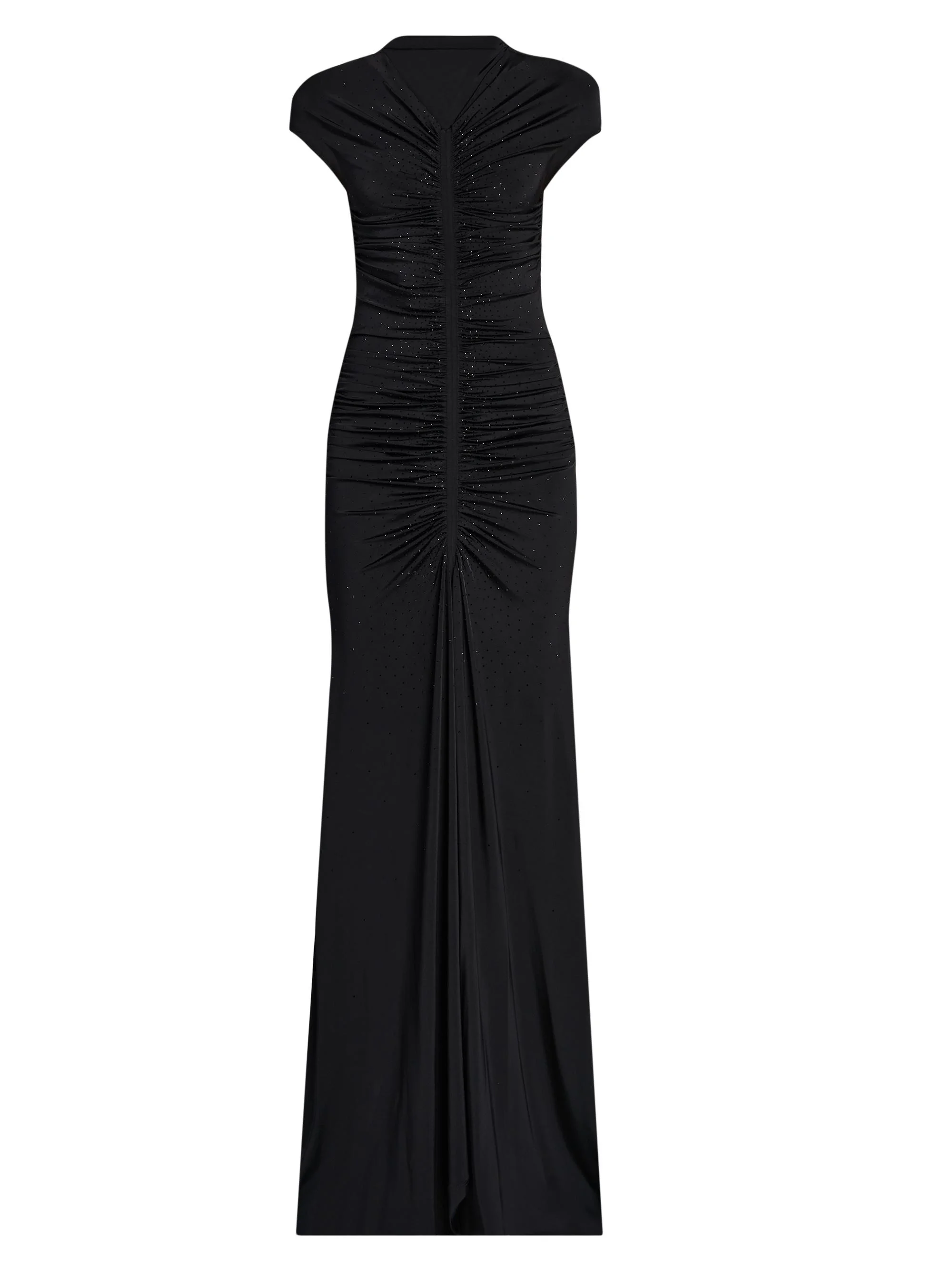 Women's Ruched Embellished Gown - Black - 1