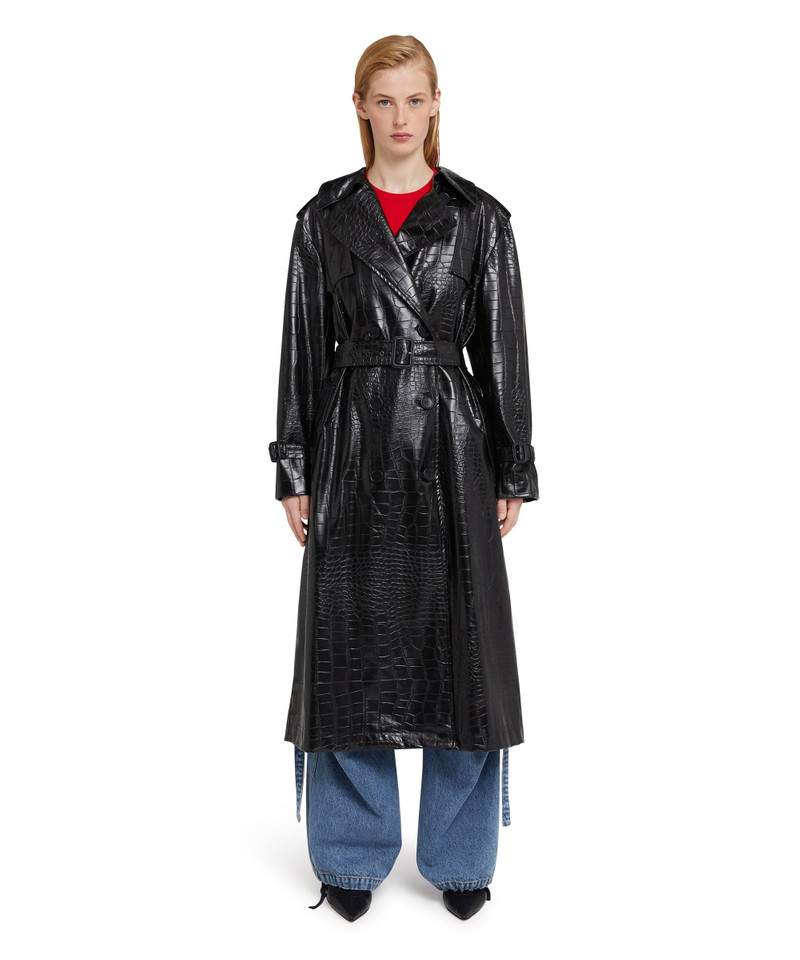 MSGM "Croco Faux Leather" fabric trench coat outlook