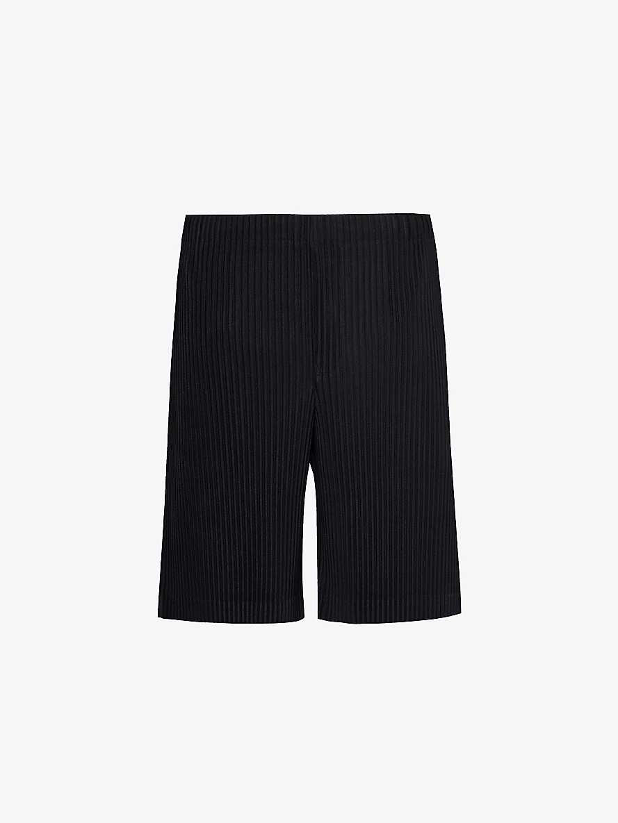 Pleated regular-fit knitted shorts - 1