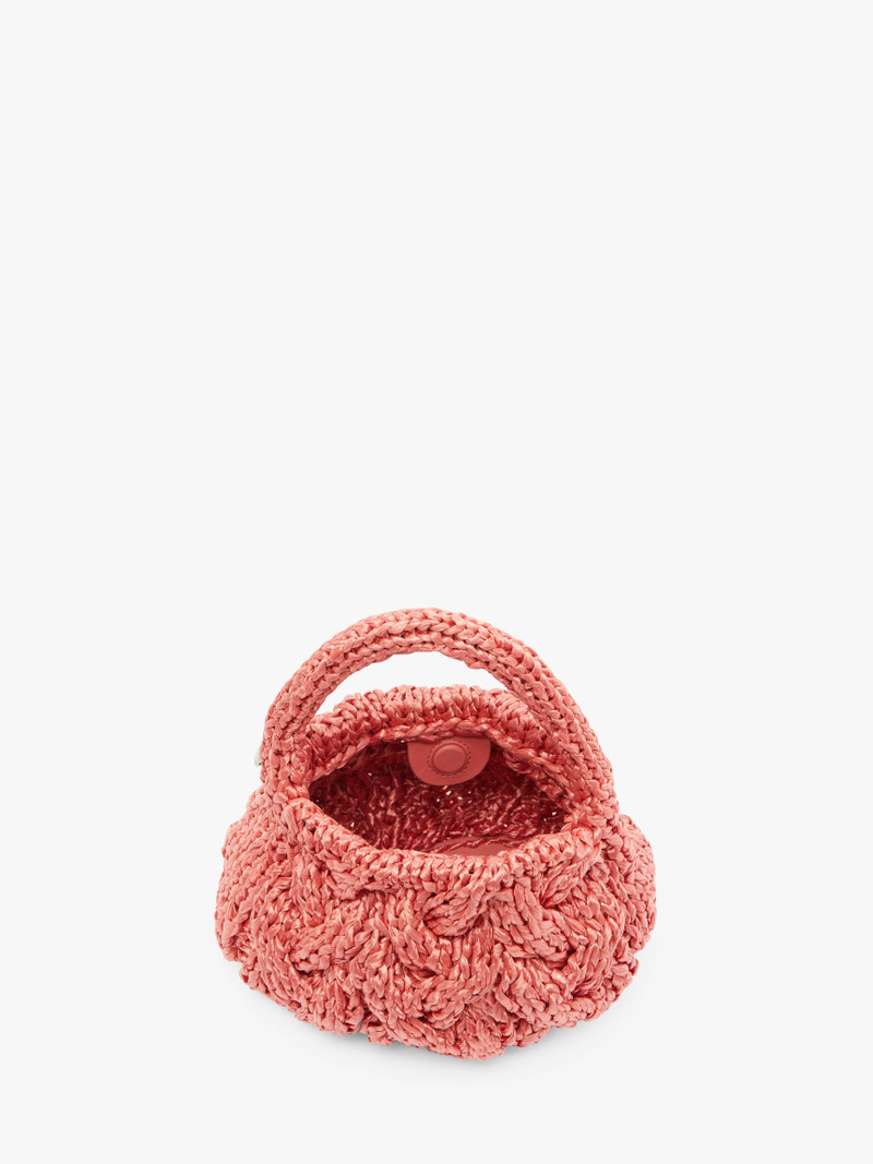 SMALL CABLE KNIT BAG - RAFFIA TOP HANDLE BAG 3