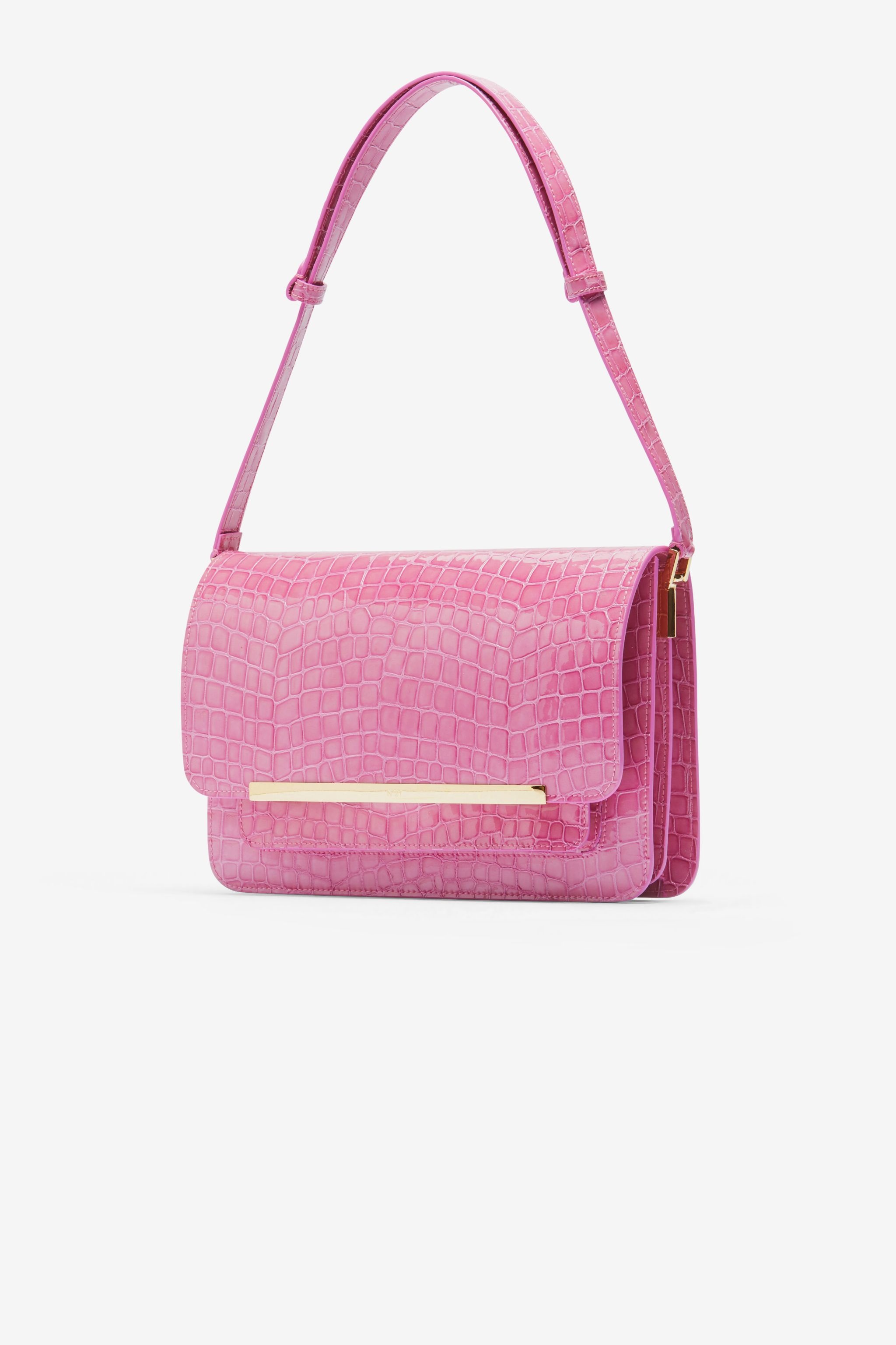 EDITH CROC-EFFECT LEATHER SHOULDER BAG - 3