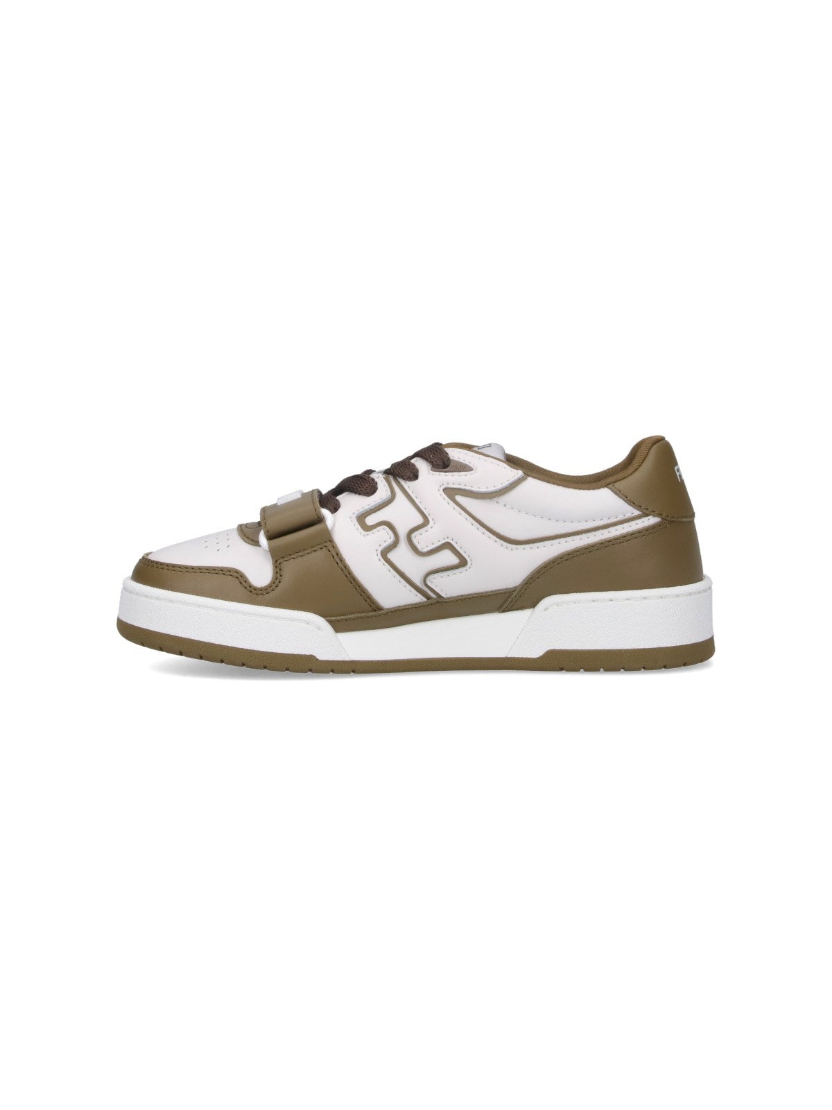 FENDI match green leather low top sneakers - 3