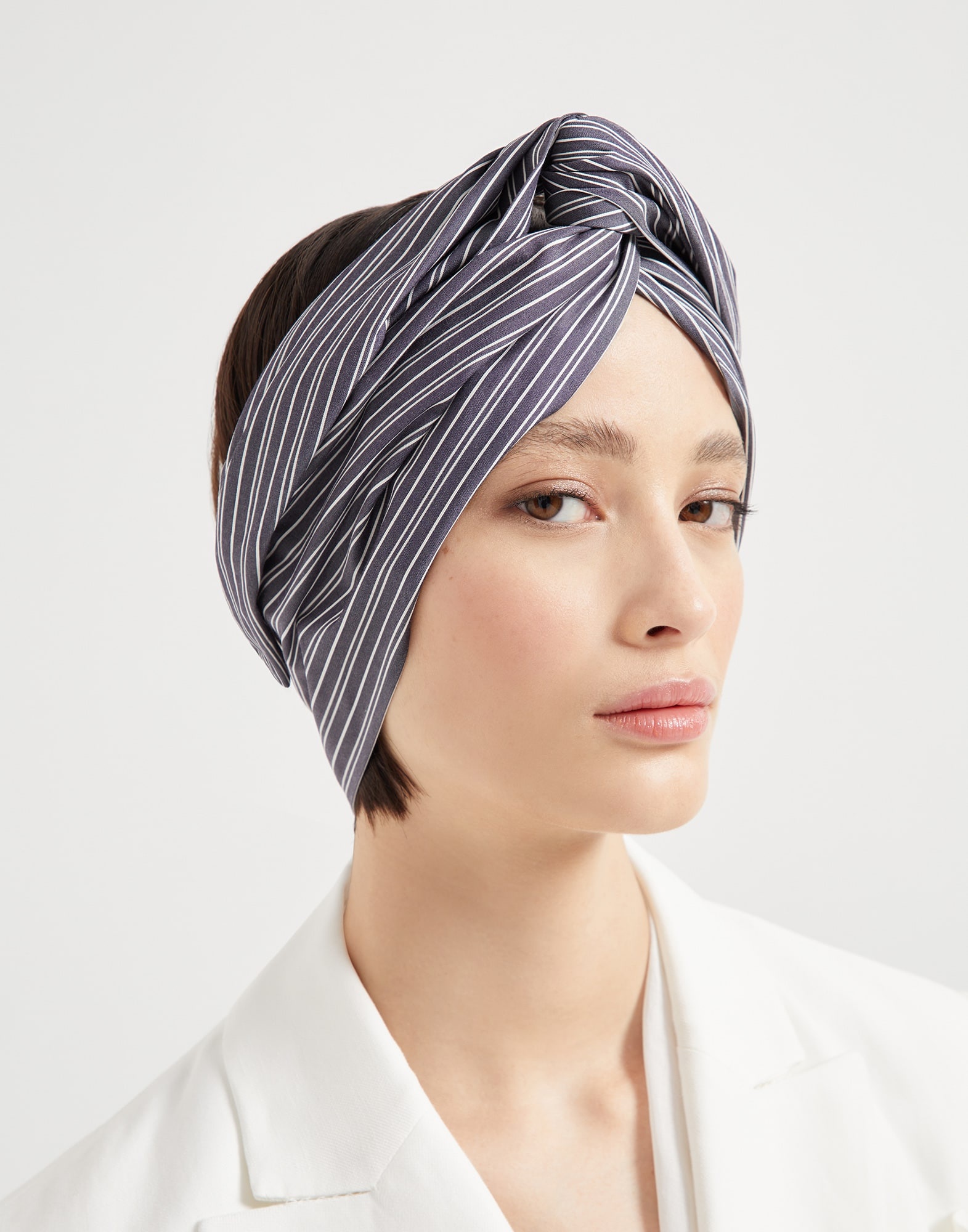 Striped cotton poplin headband - 3