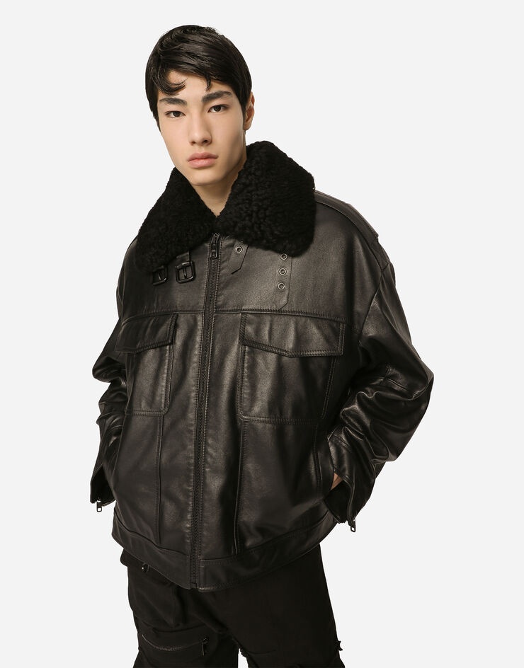 Bullskin jacket with shearling details - 5