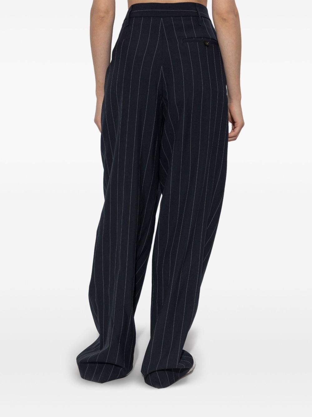 pinstripe-pattern panelled trousers - 4