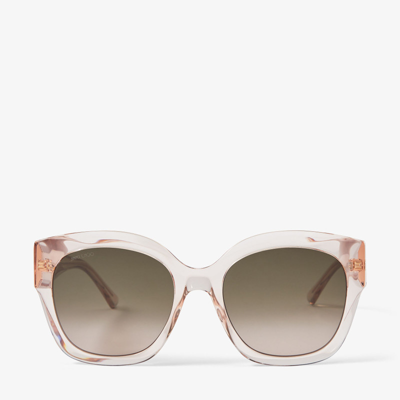 Leela Nude Square Frame Sunglasses with Glitter 1