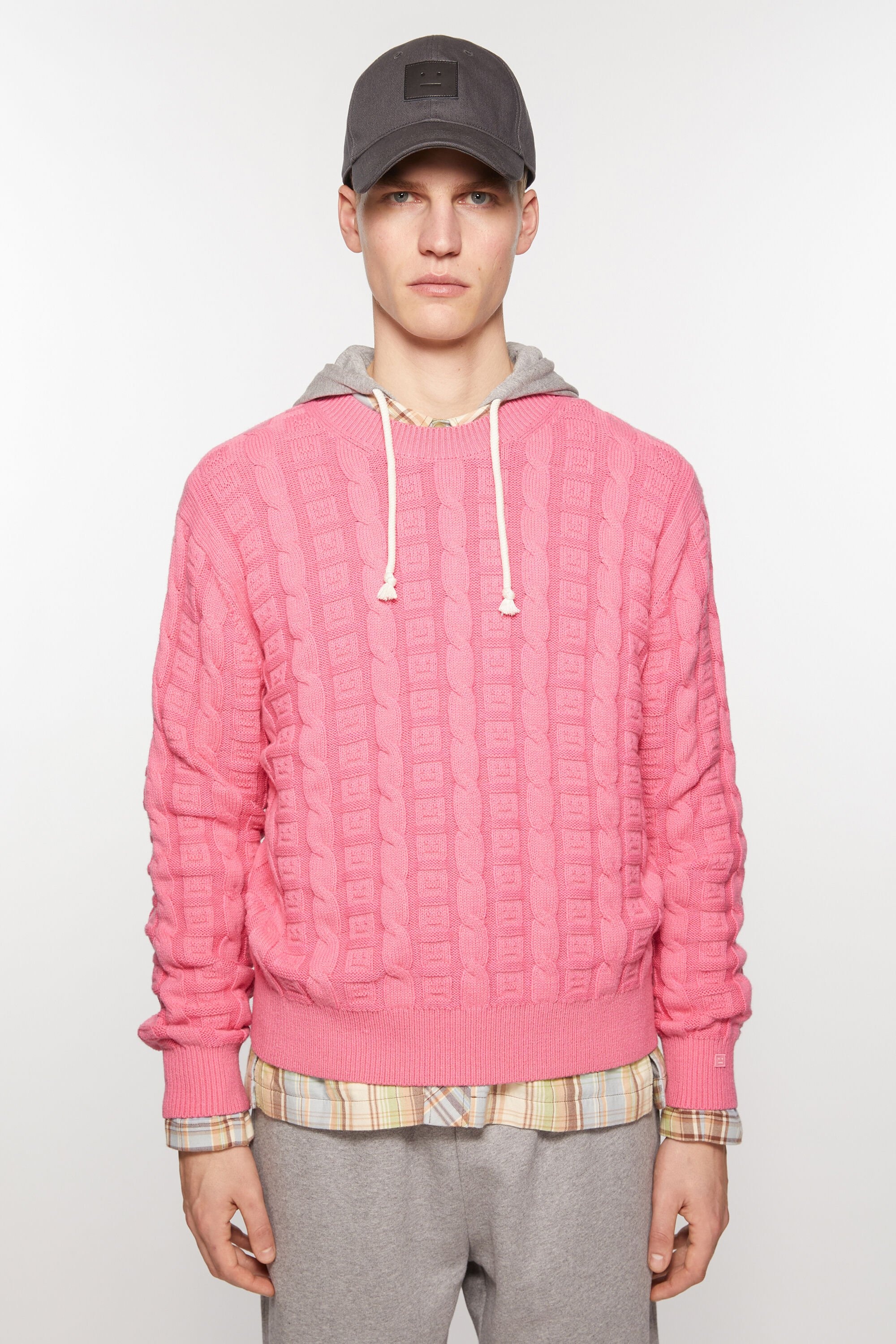 Cable wool jumper - Tango pink - 2