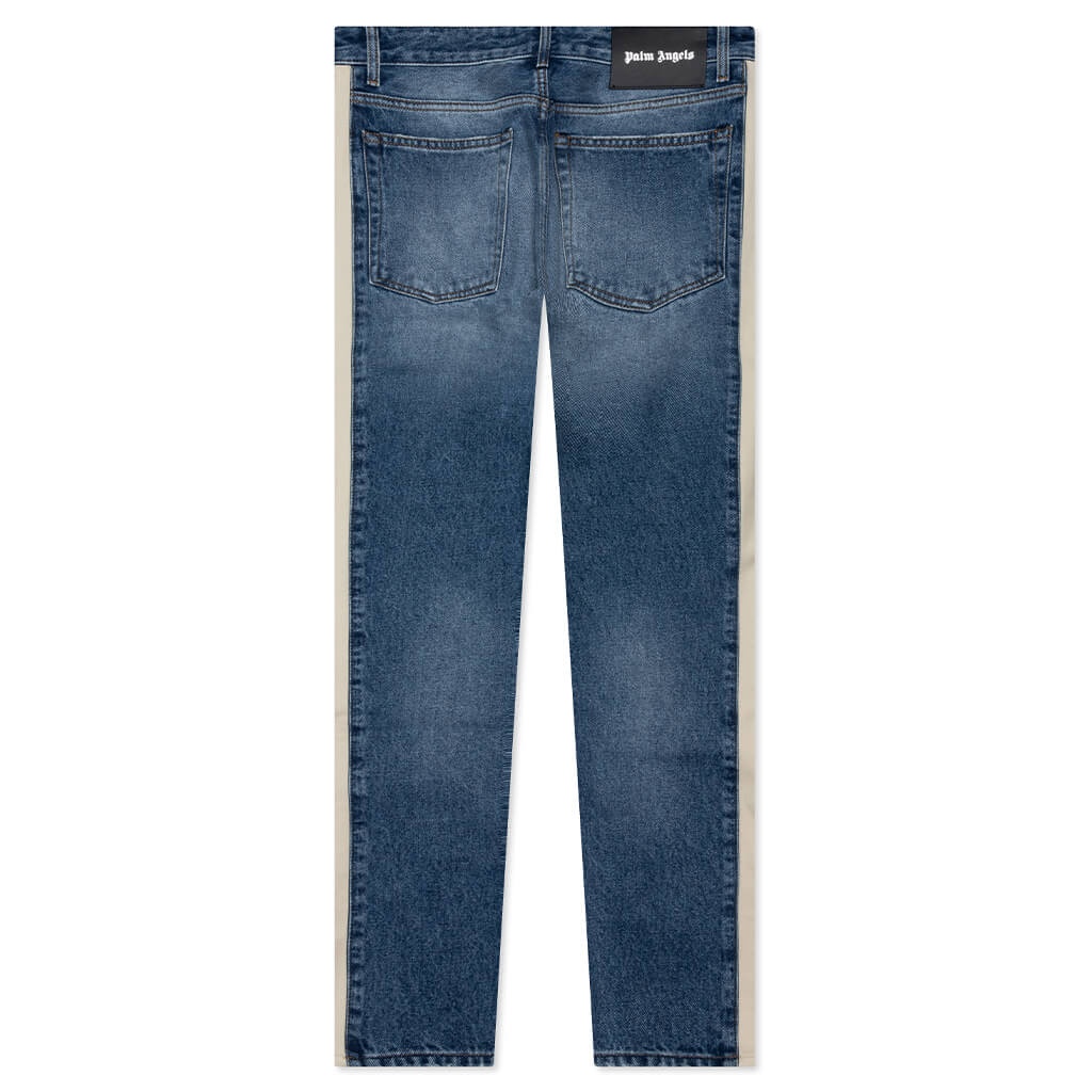 PALM ANGELS INDIGO TRACK DENIM PANTS - LIGHT BLUE - 2