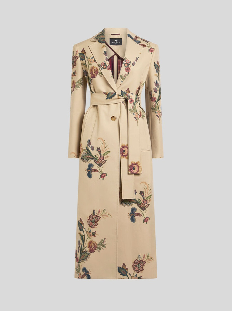 COTTON TRENCH COAT WITH FLORAL PRINT 1