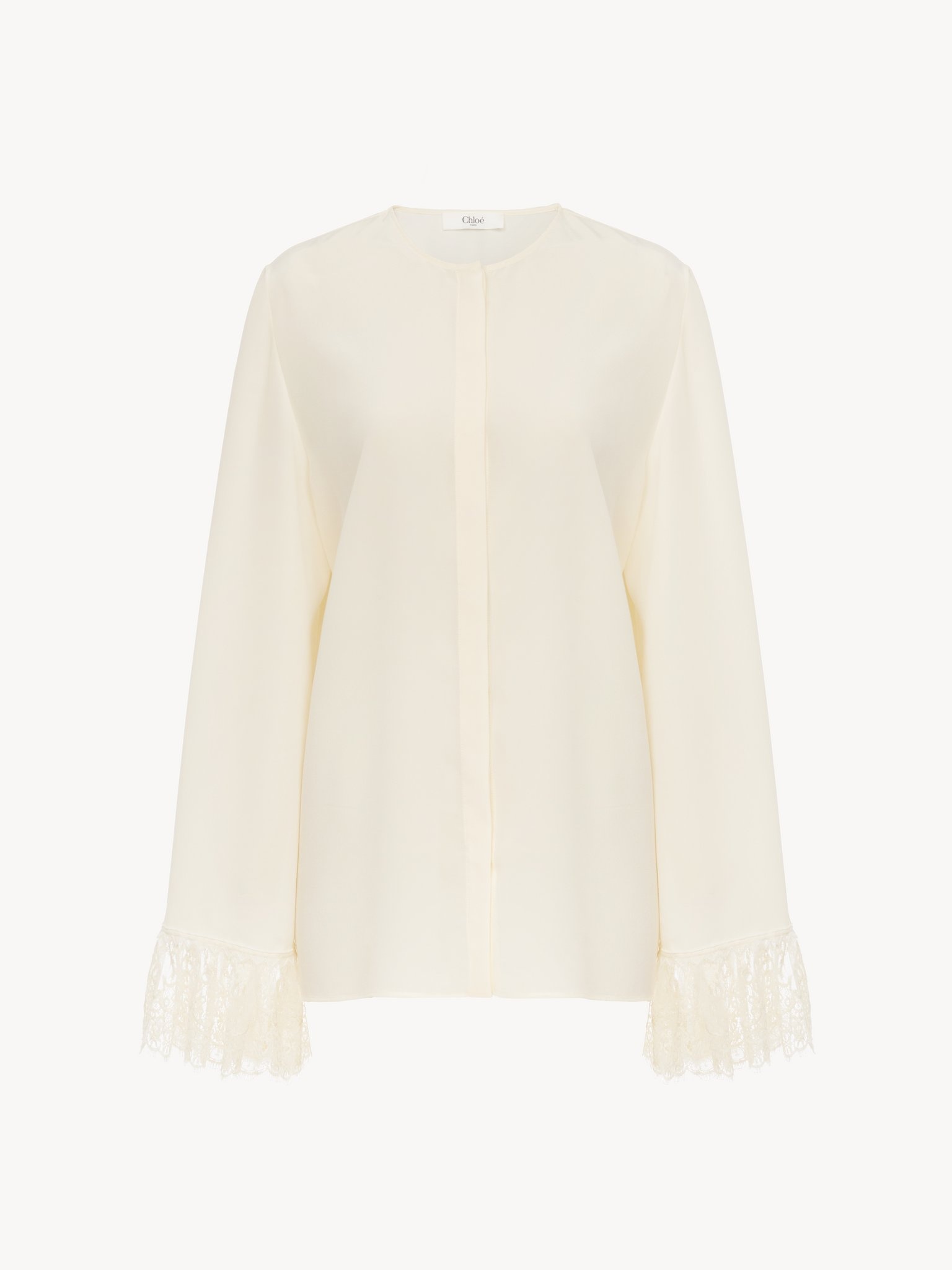 COLLARLESS FLUID BLOUSE IN CRÊPE DE CHINE - 2