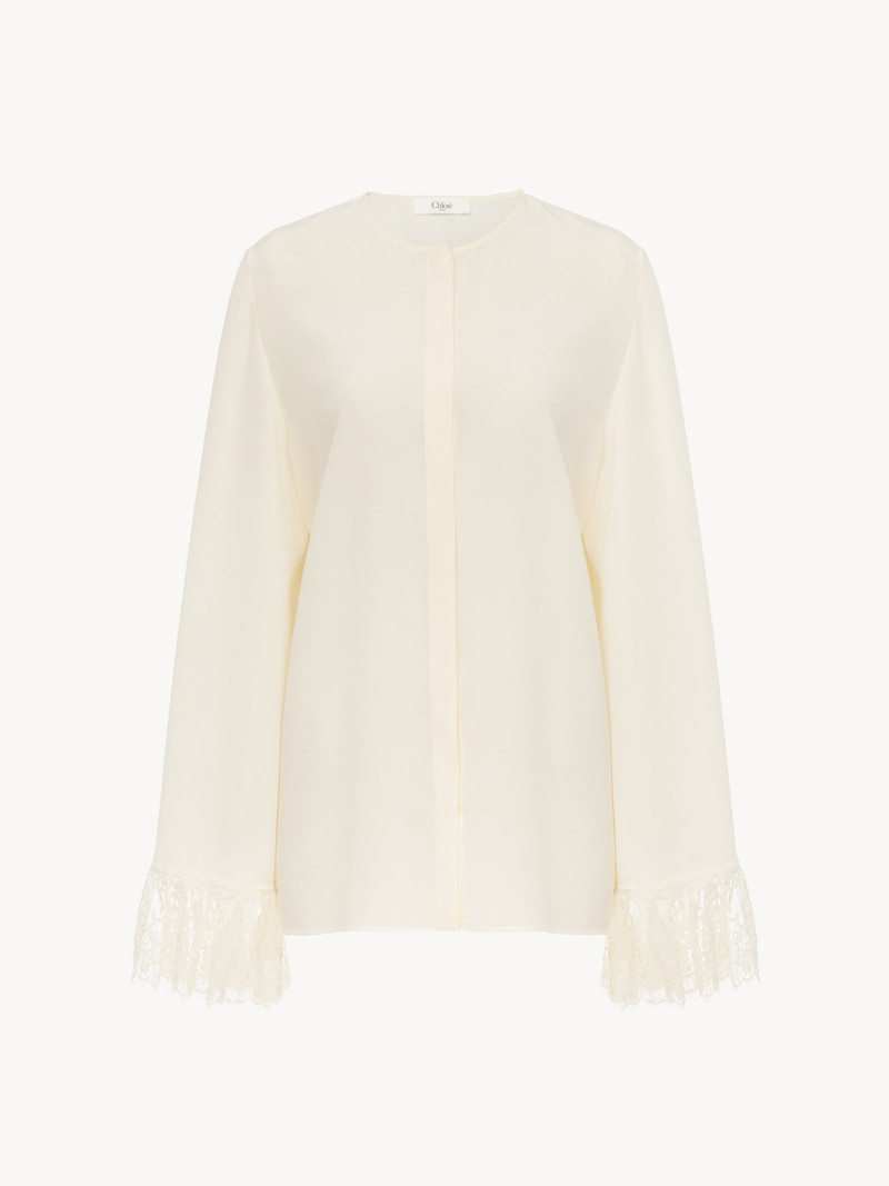 Chloé COLLARLESS FLUID BLOUSE IN CRÊPE DE CHINE outlook