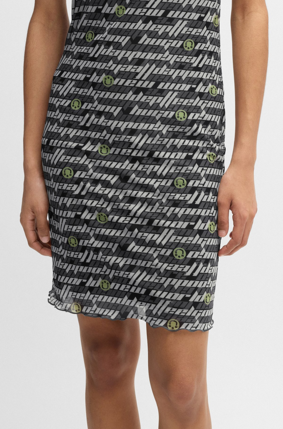 STRETCH-MESH BODYCON DRESS WITH DIGITAL PRINT - 6