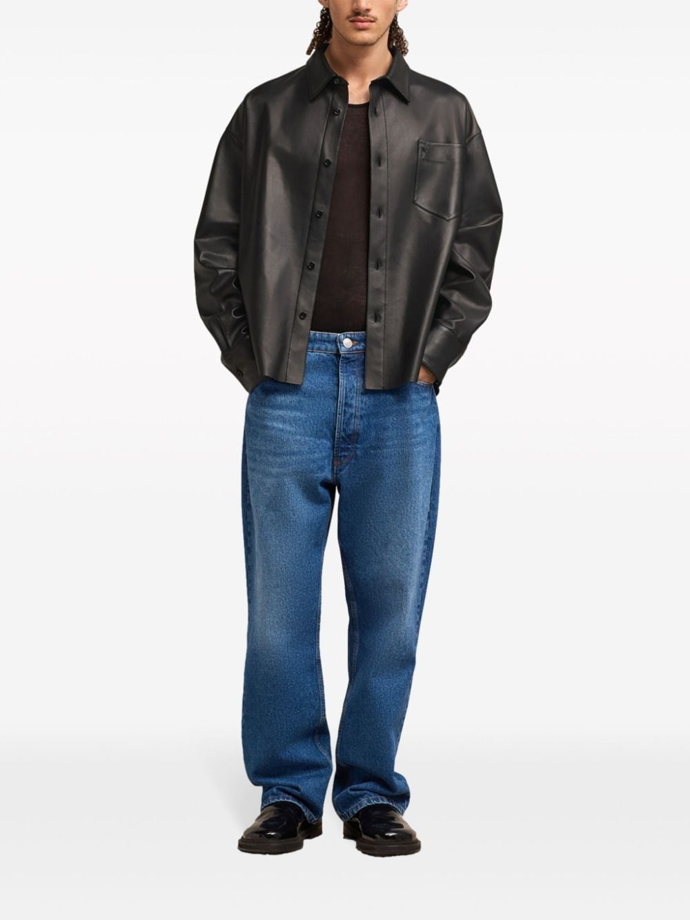 Ami de Coeur-embroidery lambskin shirt - 2