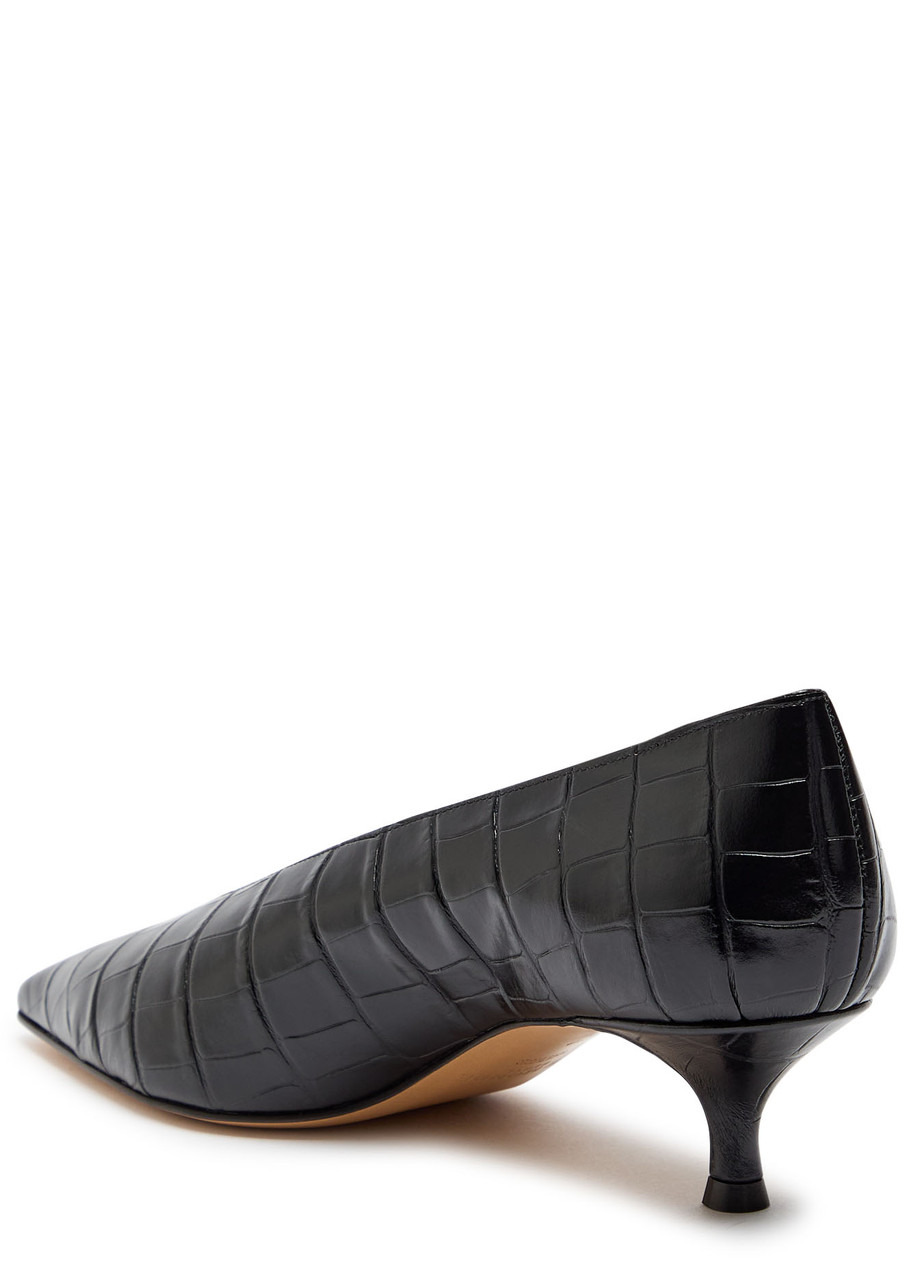 LE Monde Beryl Babouche 40 Crocodile-effect Leather Pumps - 2